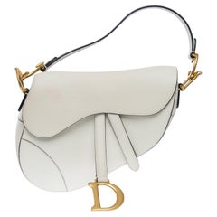 Christian Dior Saddle shoulder bag in Latte grained calfskin leather , AGHW