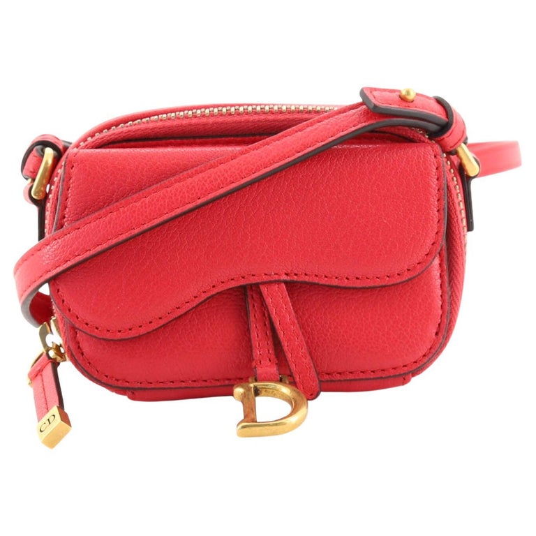 Dior, Bags, Goatskin Mini Saddle Shoulder Strap Pouch Red