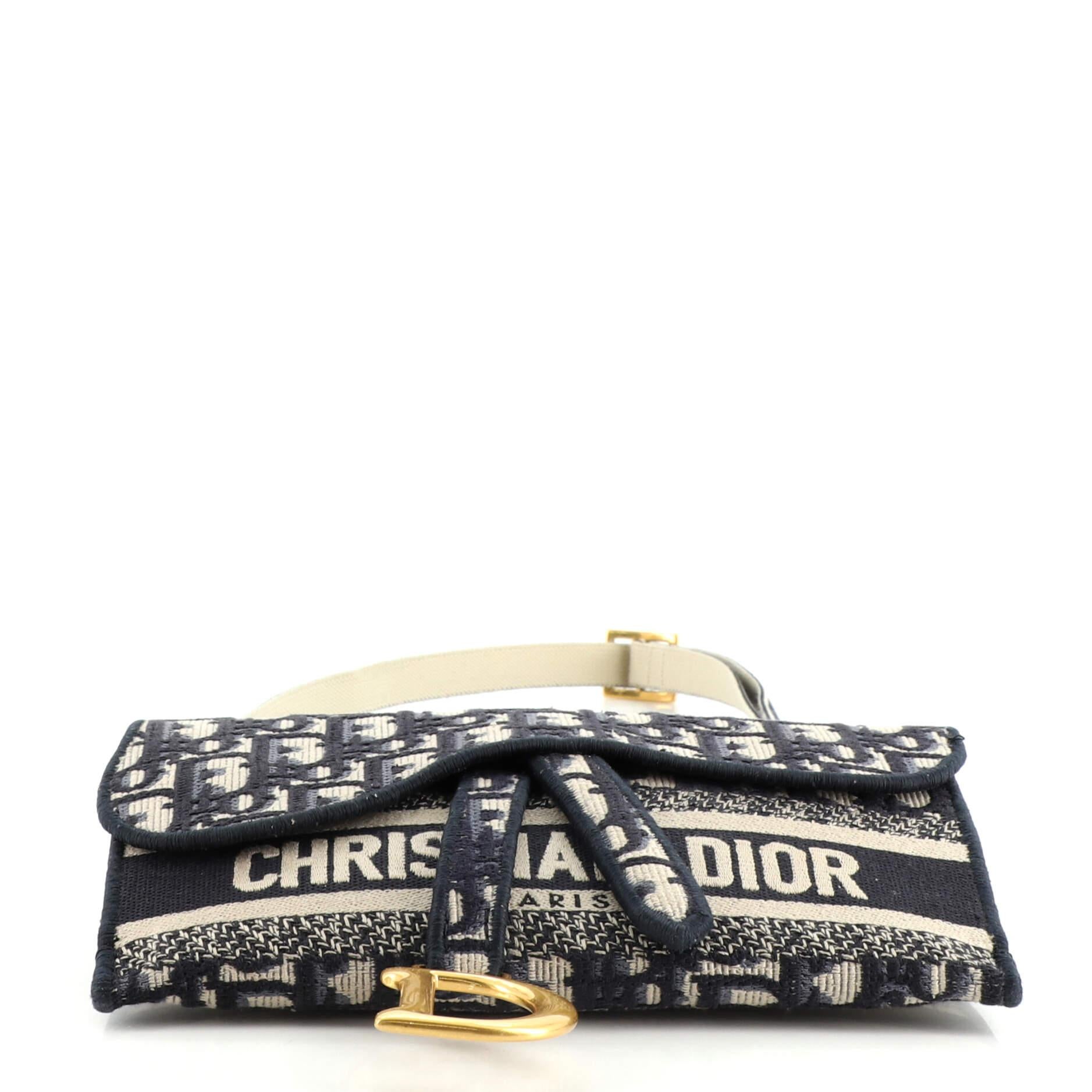 Women's or Men's Christian Dior Saddle Slim Belt Pouch Logo Embroidered Oblique Canvas