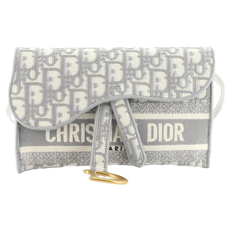 Christian Dior Saddle Slim Belt Pouch Logo Embroidered Oblique
