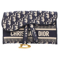 Christian Dior Saddle Slim Belt Pouch Logo Embroidered Oblique Canvas