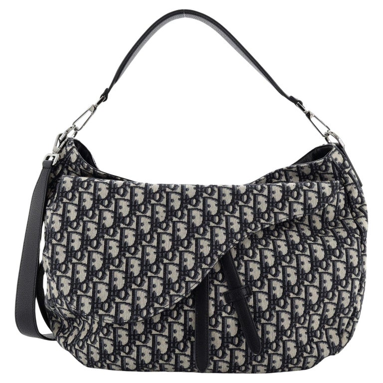 Dior Saddle Bag Oblique Black in Canvas with Silver-tone - US