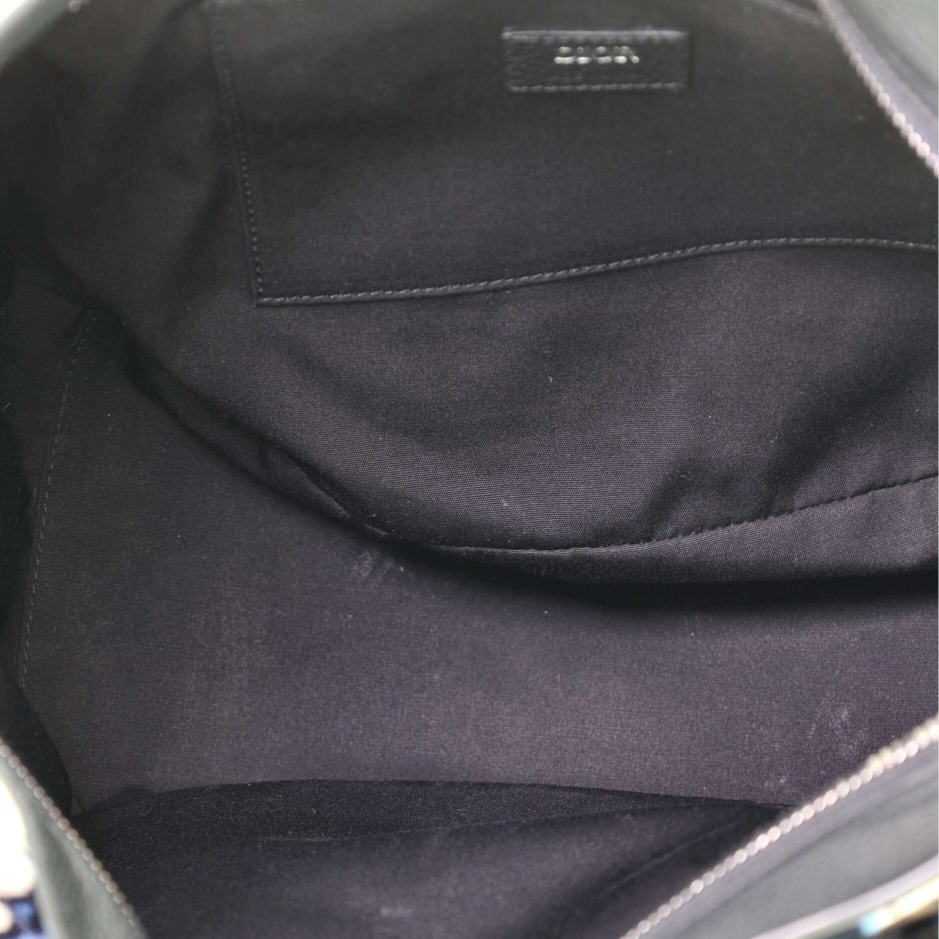 Black Christian Dior Saddle Soft Bag Oblique Tapestry