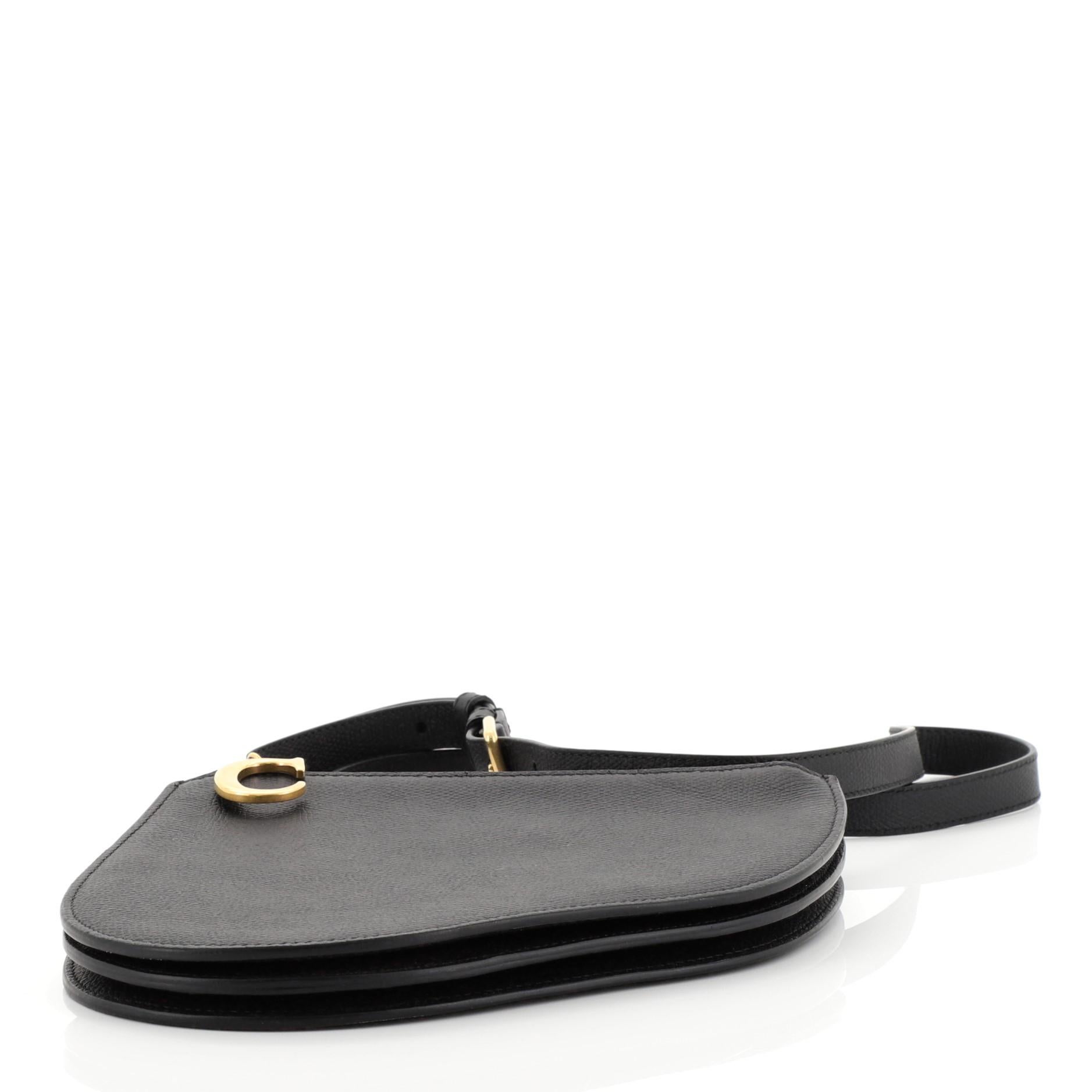 Black Christian Dior Saddle Triple Zip Crossbody Clutch Leather