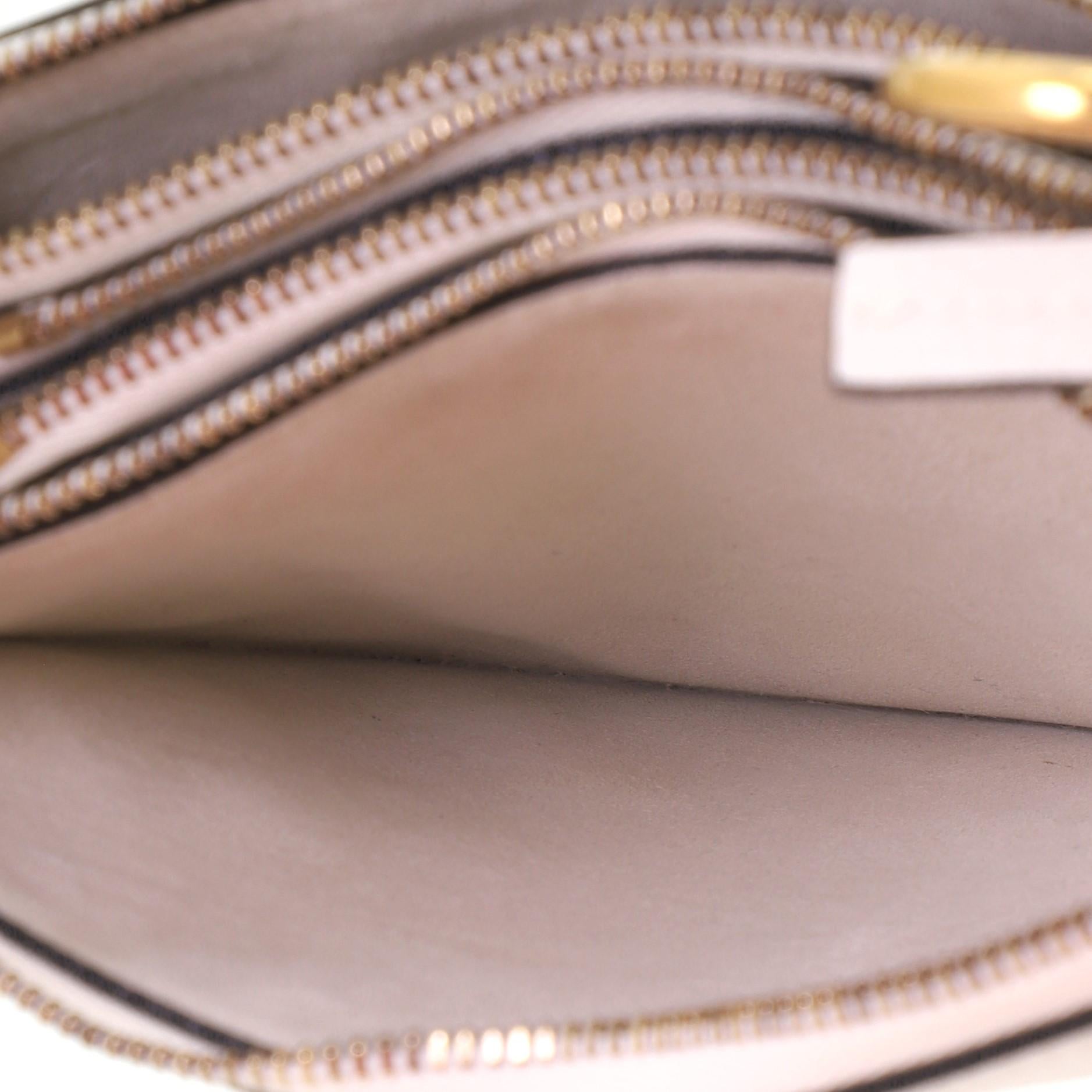 Beige Christian Dior Saddle Triple Zip Crossbody Pouch Leather