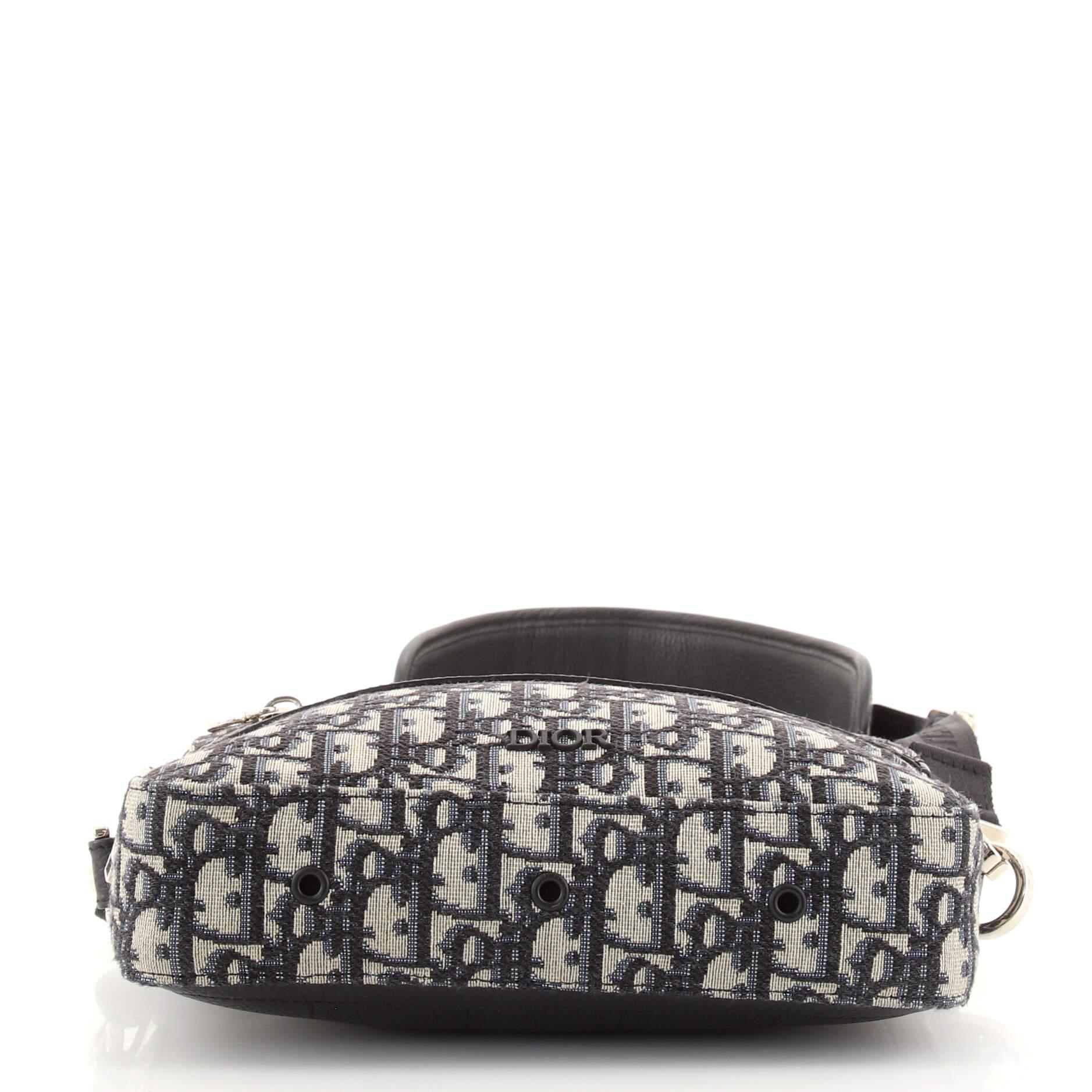 Black Christian Dior Safari Messenger Bag Oblique Canvas