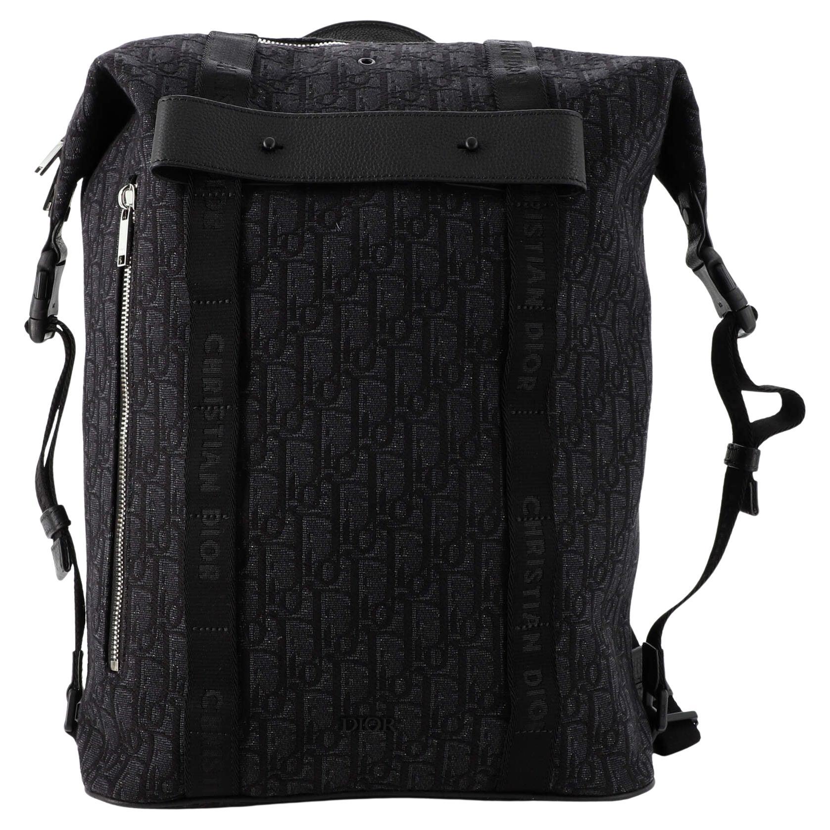 Christian Dior Convertible Drawstring Sling Backpack Oblique Canvas