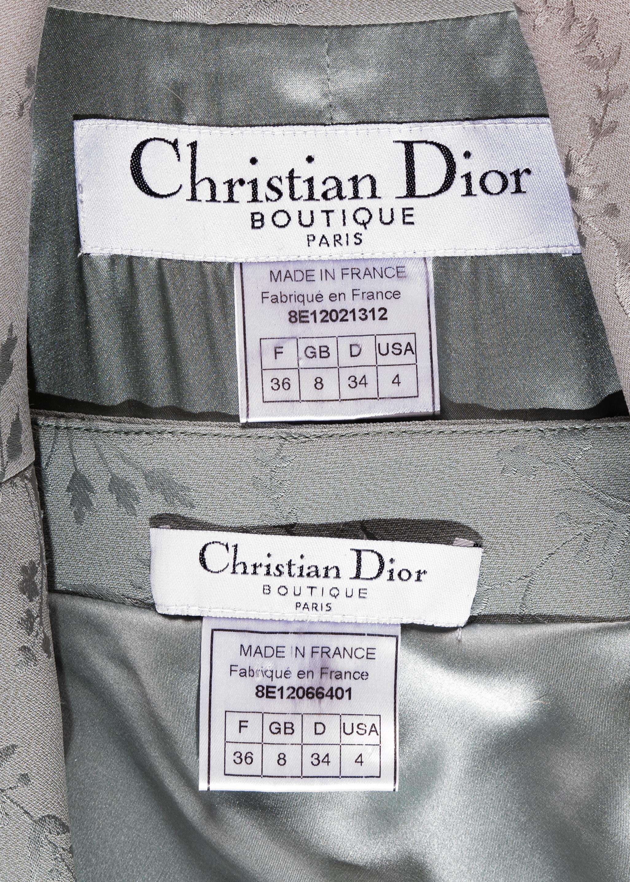 Conjunto de vestido de noche y chaqueta Christian Dior en jacquard de seda salvia, ss 1998 3