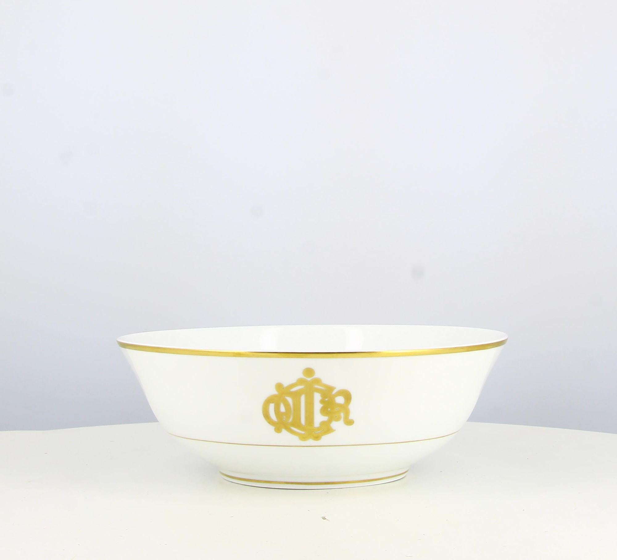Christian Dior Salad Bowl In Limoges Porcelain  In Good Condition For Sale In PARIS, FR