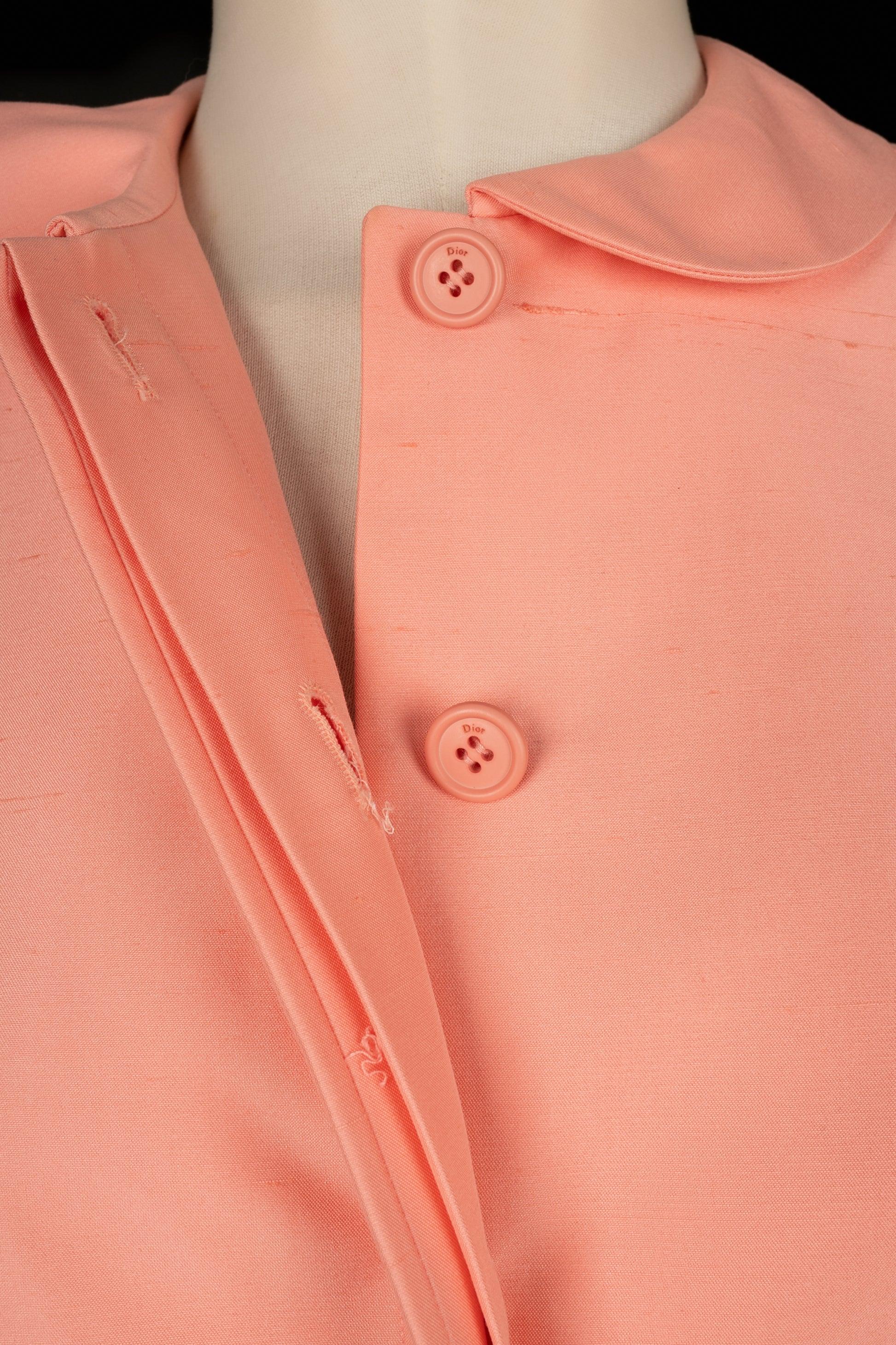 Christian Dior Salmon Pink Wild Silk Jacket, 2009 For Sale 1