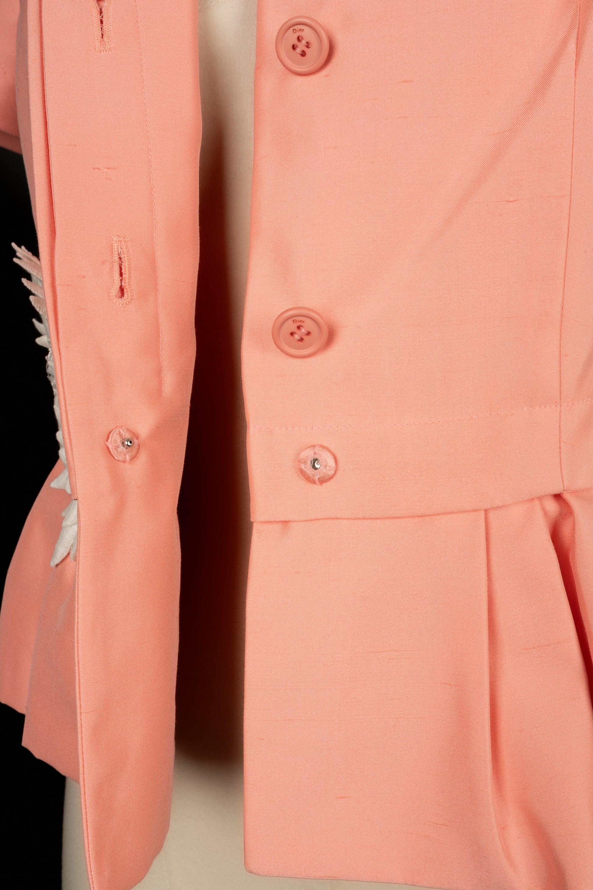 Christian Dior Salmon Pink Wild Silk Jacket, 2009 For Sale 2