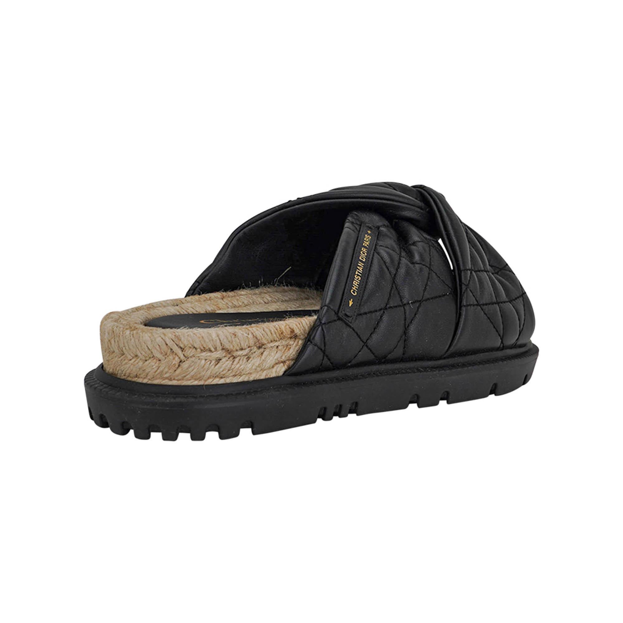 Christian Dior Sandale Cannage Dtwist Espadrille Schwarz 37,5 im Zustand „Neu“ im Angebot in Miami, FL