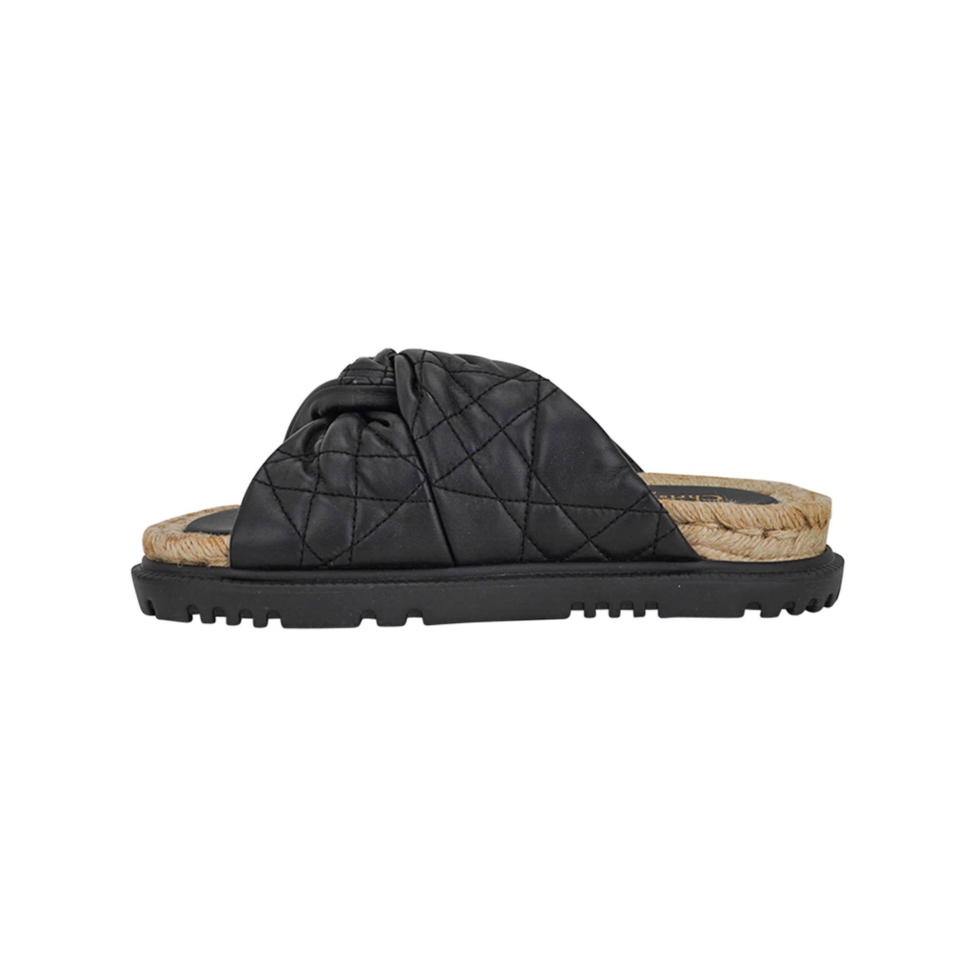 Christian Dior Sandale Cannage Dtwist Espadrille Schwarz 37,5 im Angebot 1