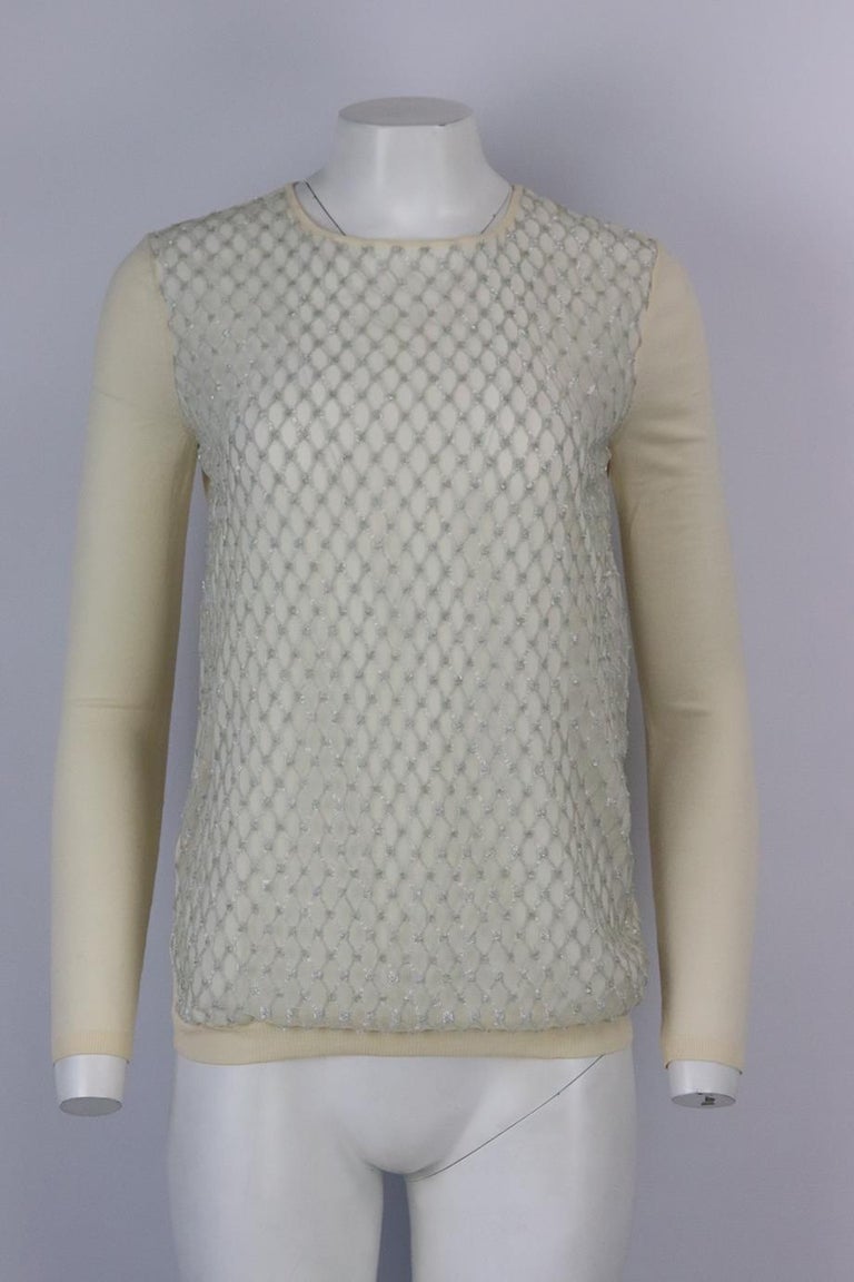 Christian Dior Sequined Tulle And Wool Sweater Fr 38 Uk 10 For Sale at ...