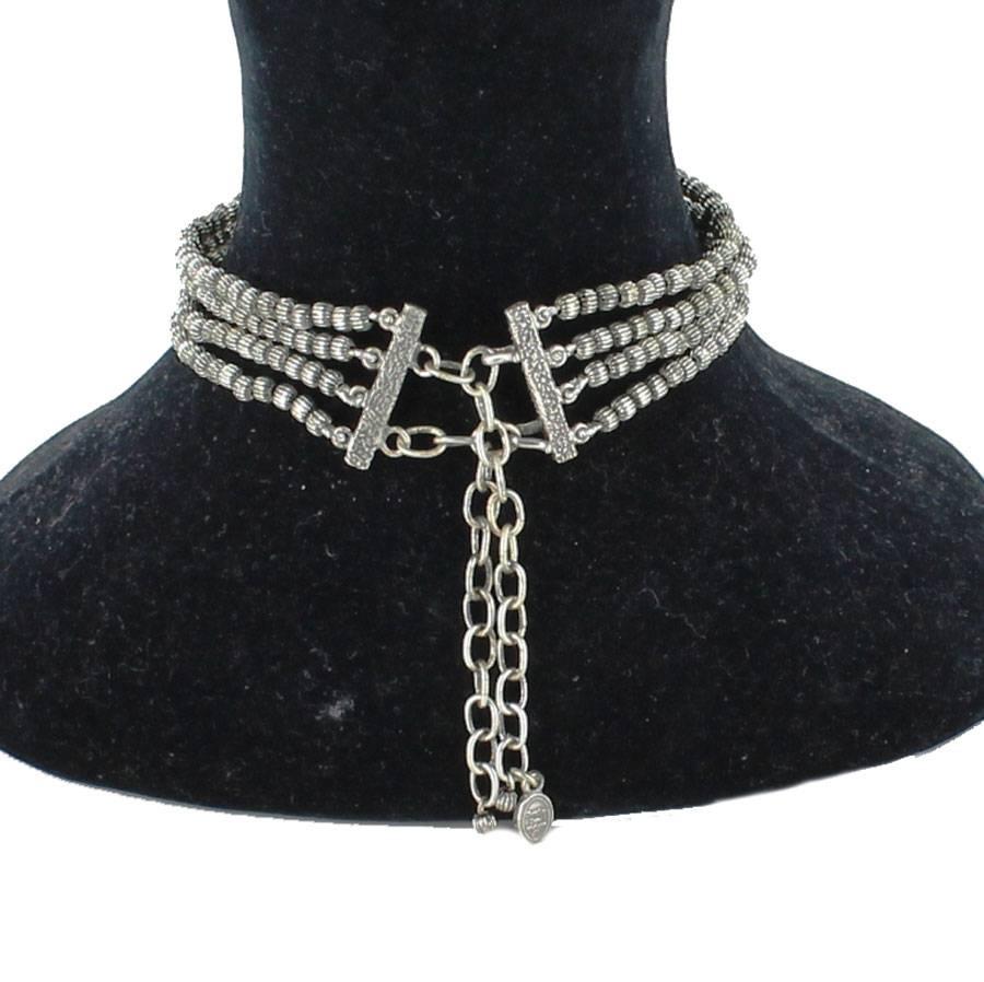 Women's Christian Dior Choker and Earrings Set in Aged Silver Metal
