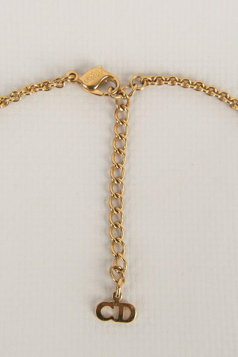 Christian Dior - Ensemble collier et boucles d'oreilles en métal doré et strass bleus en vente 2