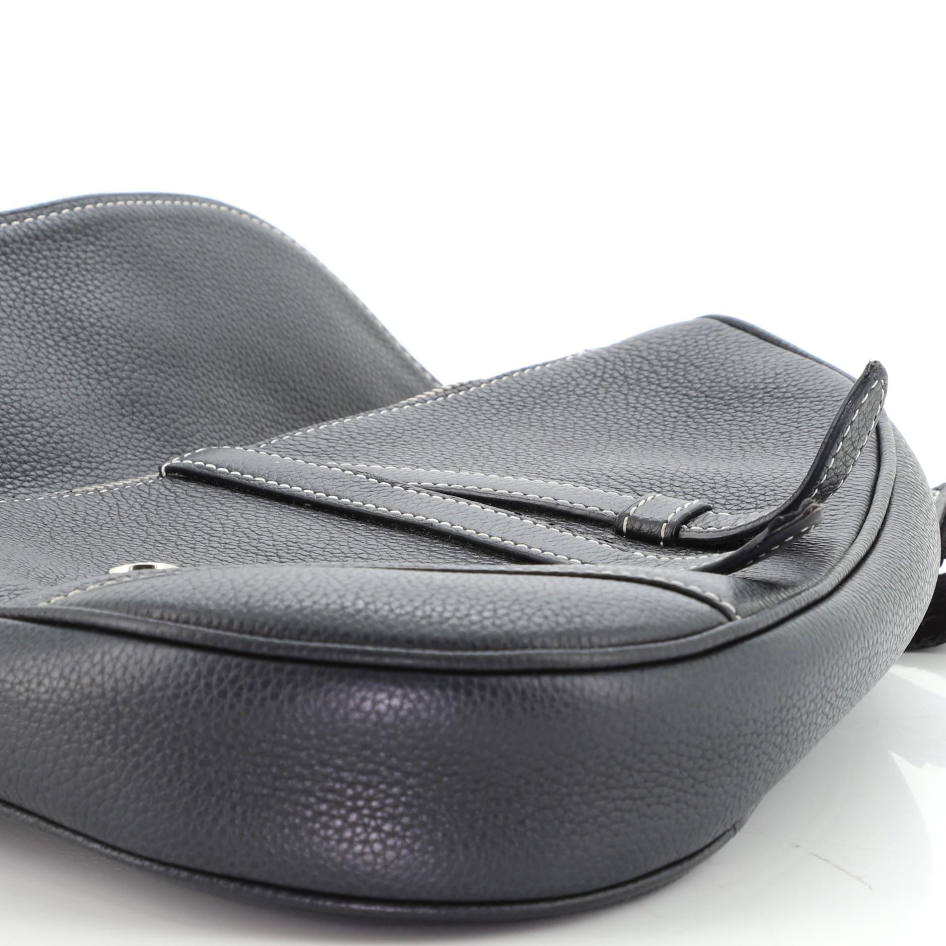 Christian Dior Shawn Stussy Saddle Crossbody Bag Leather with Applique In Fair Condition In NY, NY