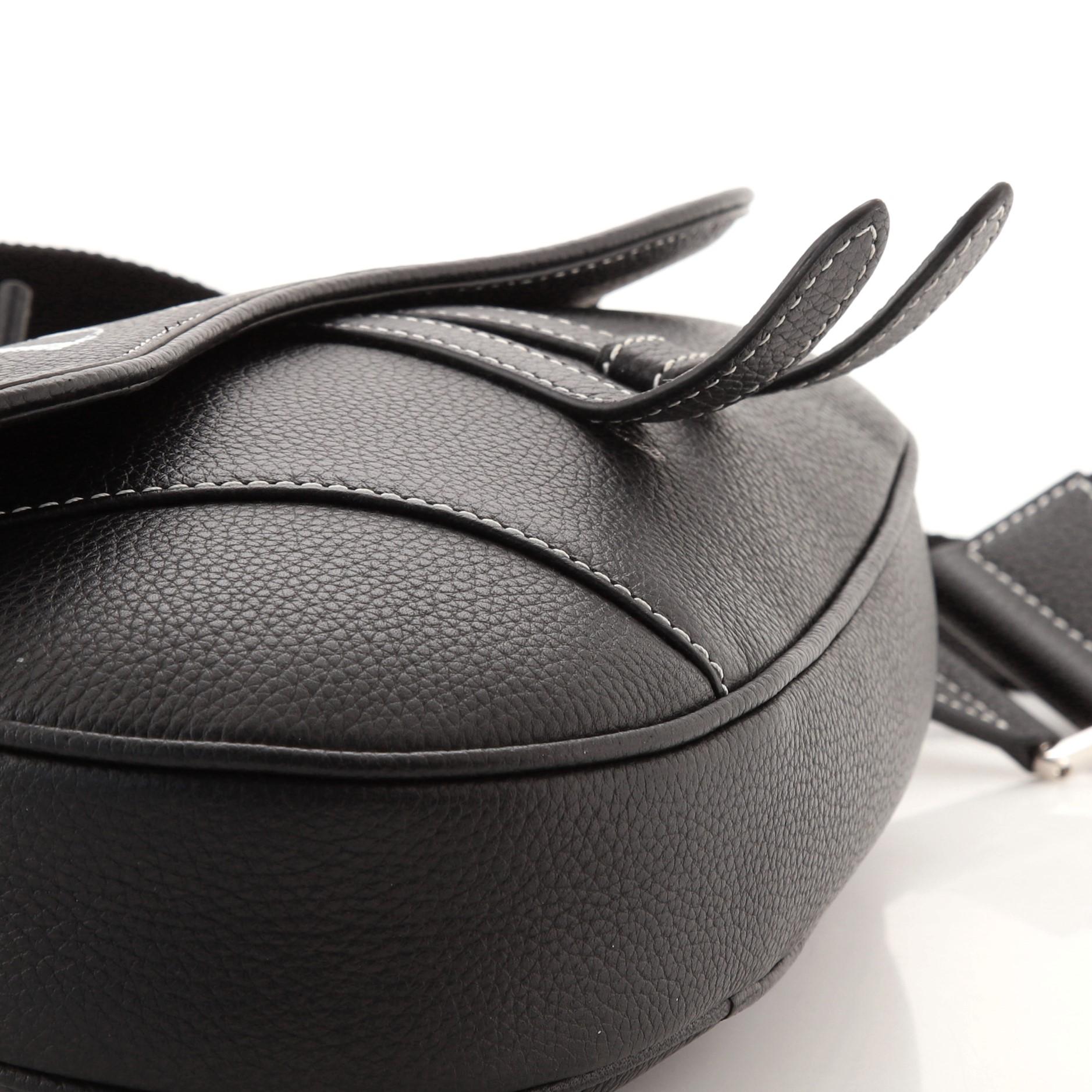 Black Christian Dior Shawn Stussy Saddle Crossbody Bag Printed Leather