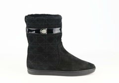 Christian Dior Shearling Lined Cannage Suede Ankle Boots