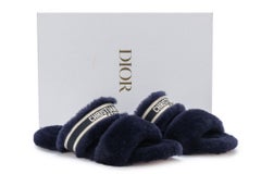 Christian Dior Shearling Slide  Navy NIB