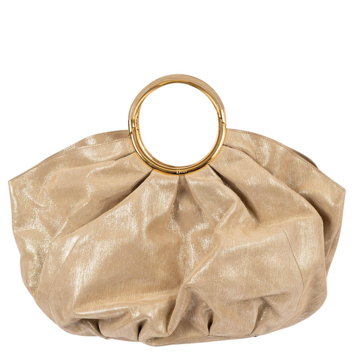 CHRISTIAN DIOR - Sac BABE en cuir beige doré shimmy Pour femmes en vente