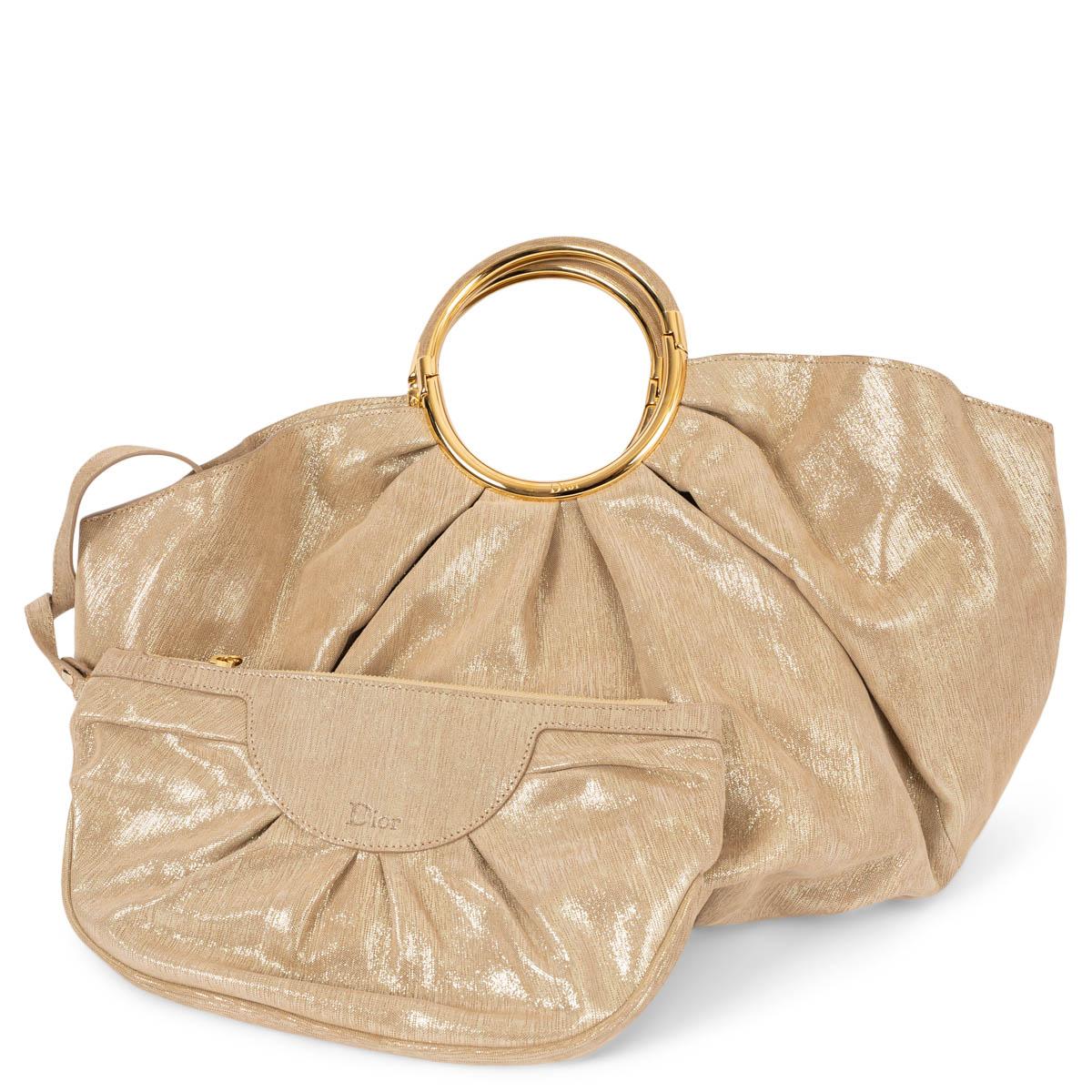 CHRISTIAN DIOR - Sac BABE en cuir beige doré shimmy en vente 2