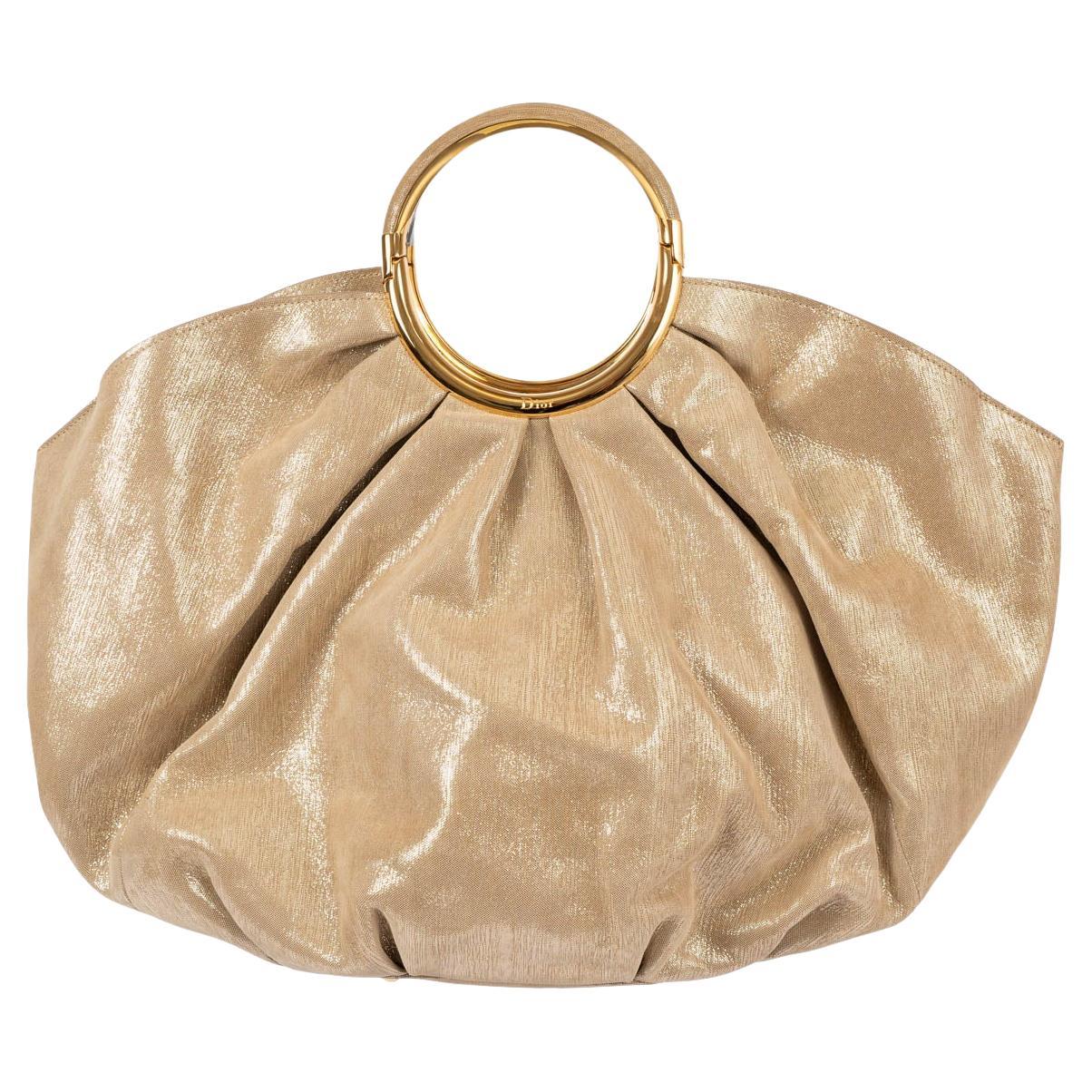CHRISTIAN DIOR shimmy gold beige leather BABE Bag For Sale