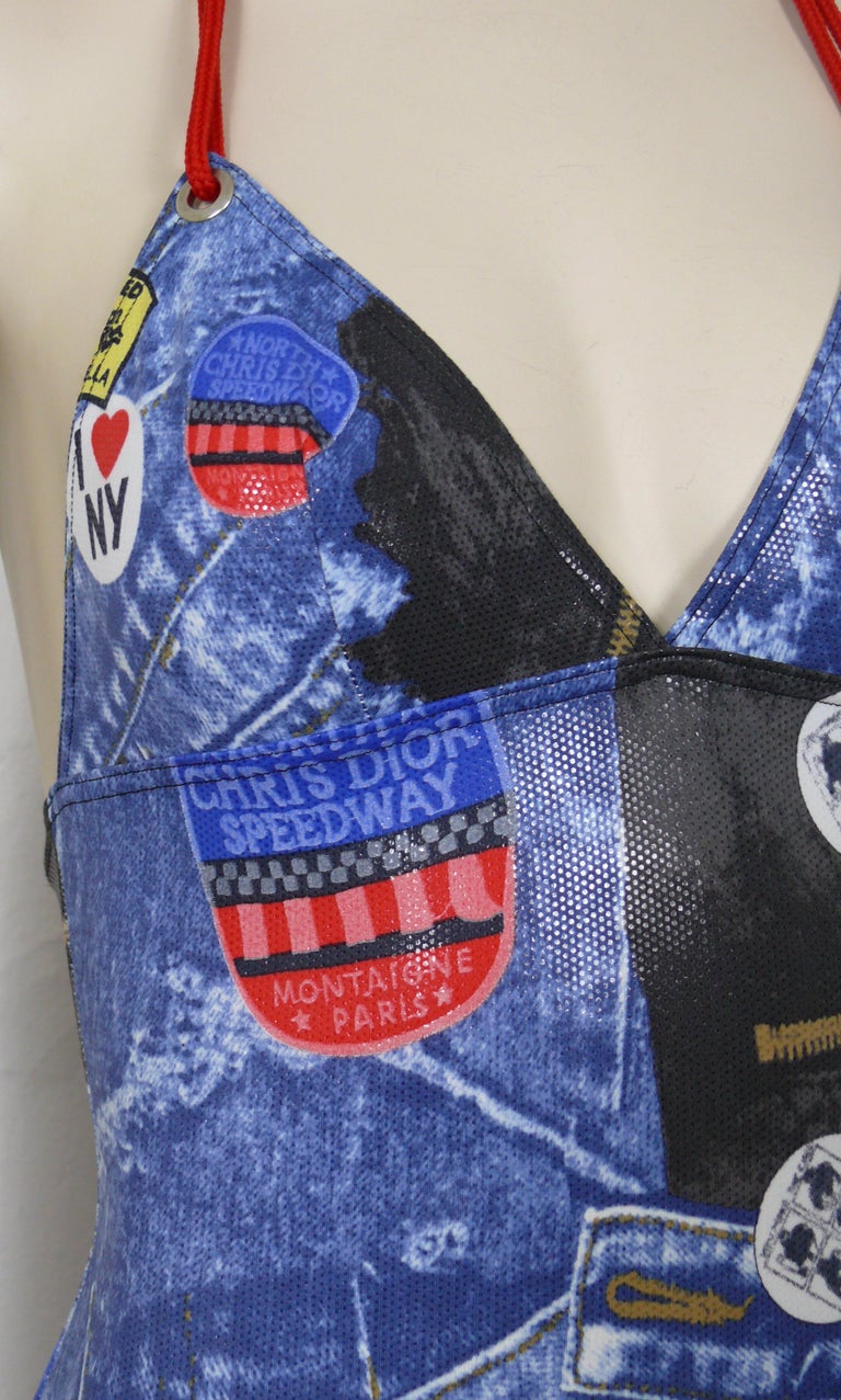 Christian Dior Traje de baño de una pieza con estampado vaquero