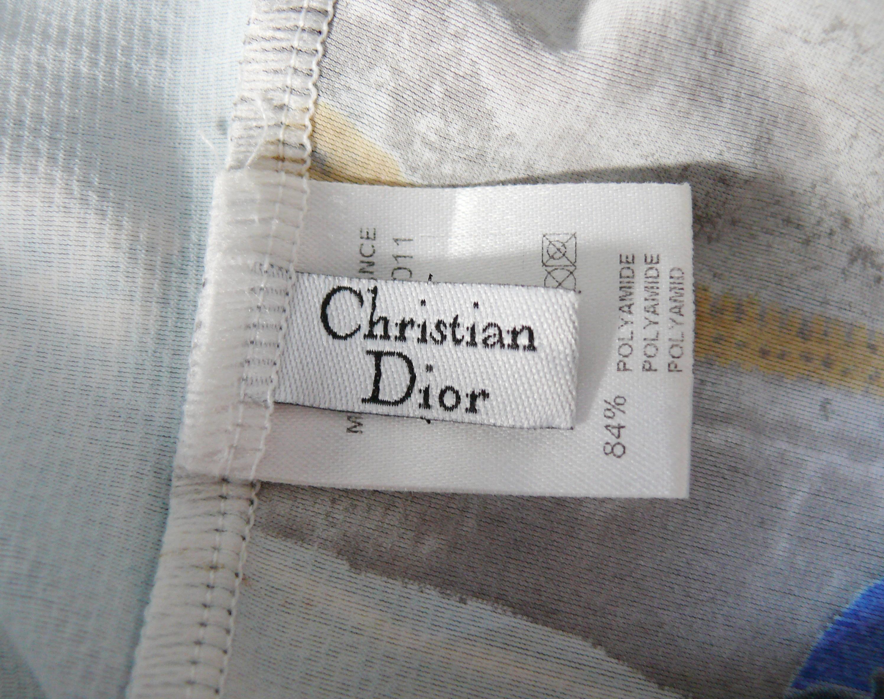 Christian Dior Shiny Wet Look Trompe L'oeil Denim Print One-Pïece Swimsuit For Sale 1