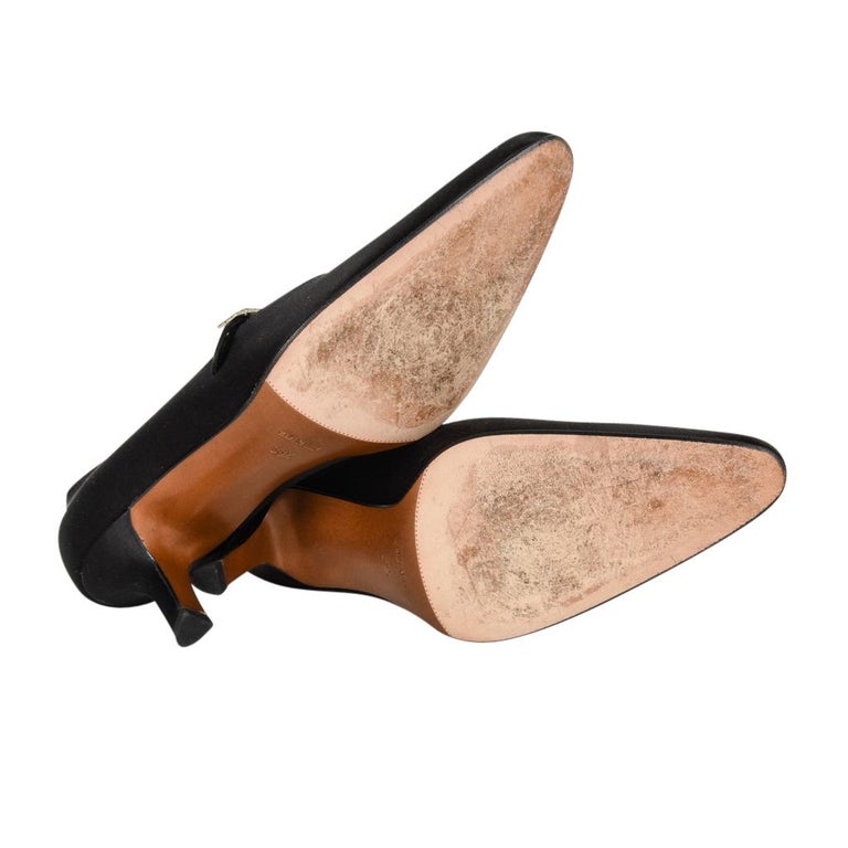 Christian Dior Shoe Mary Jane Black Satin 38.5 / 8.5 at 1stDibs