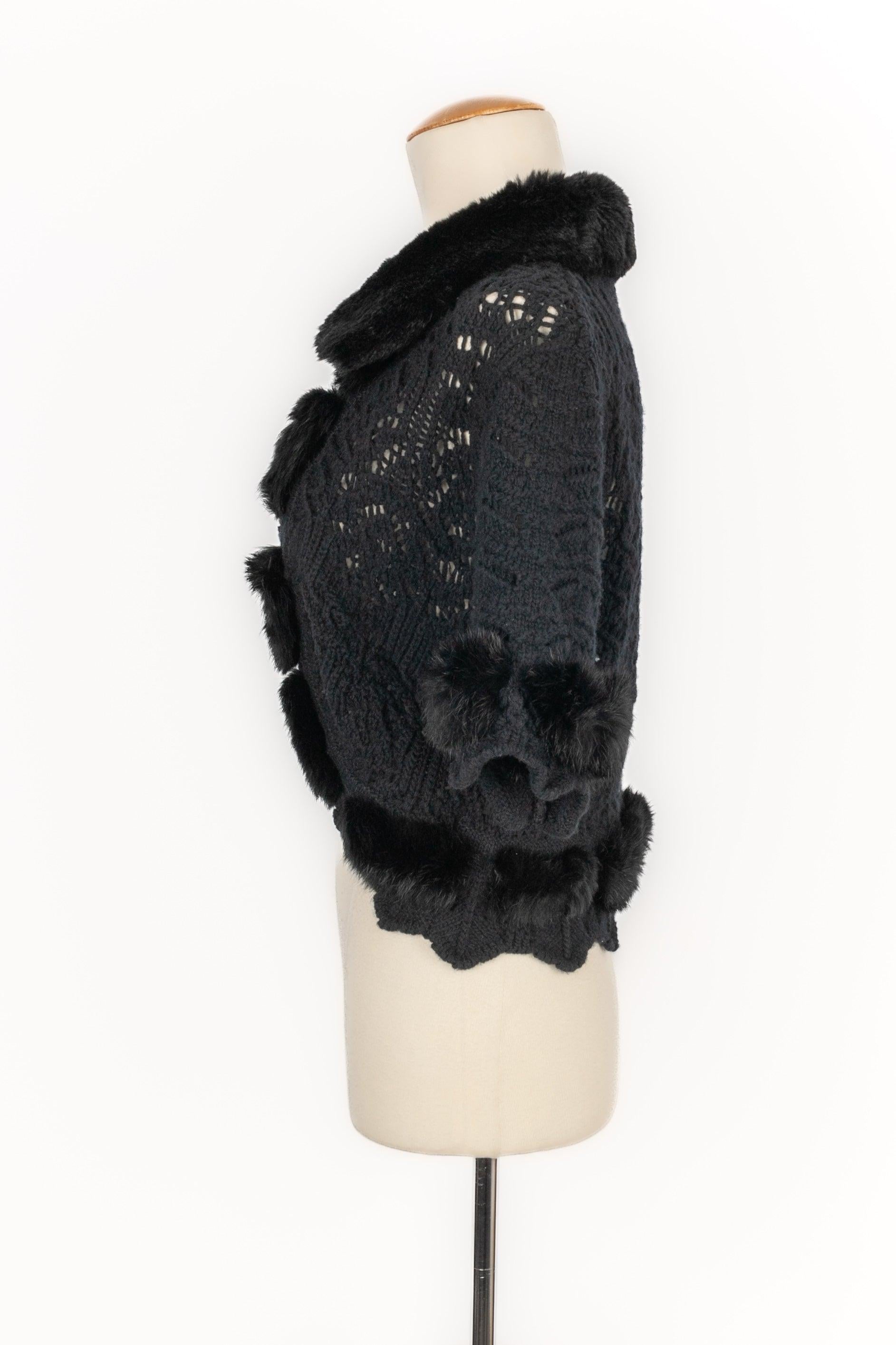 Women's Christian Dior Short Black Crochet Cardigan For Sale