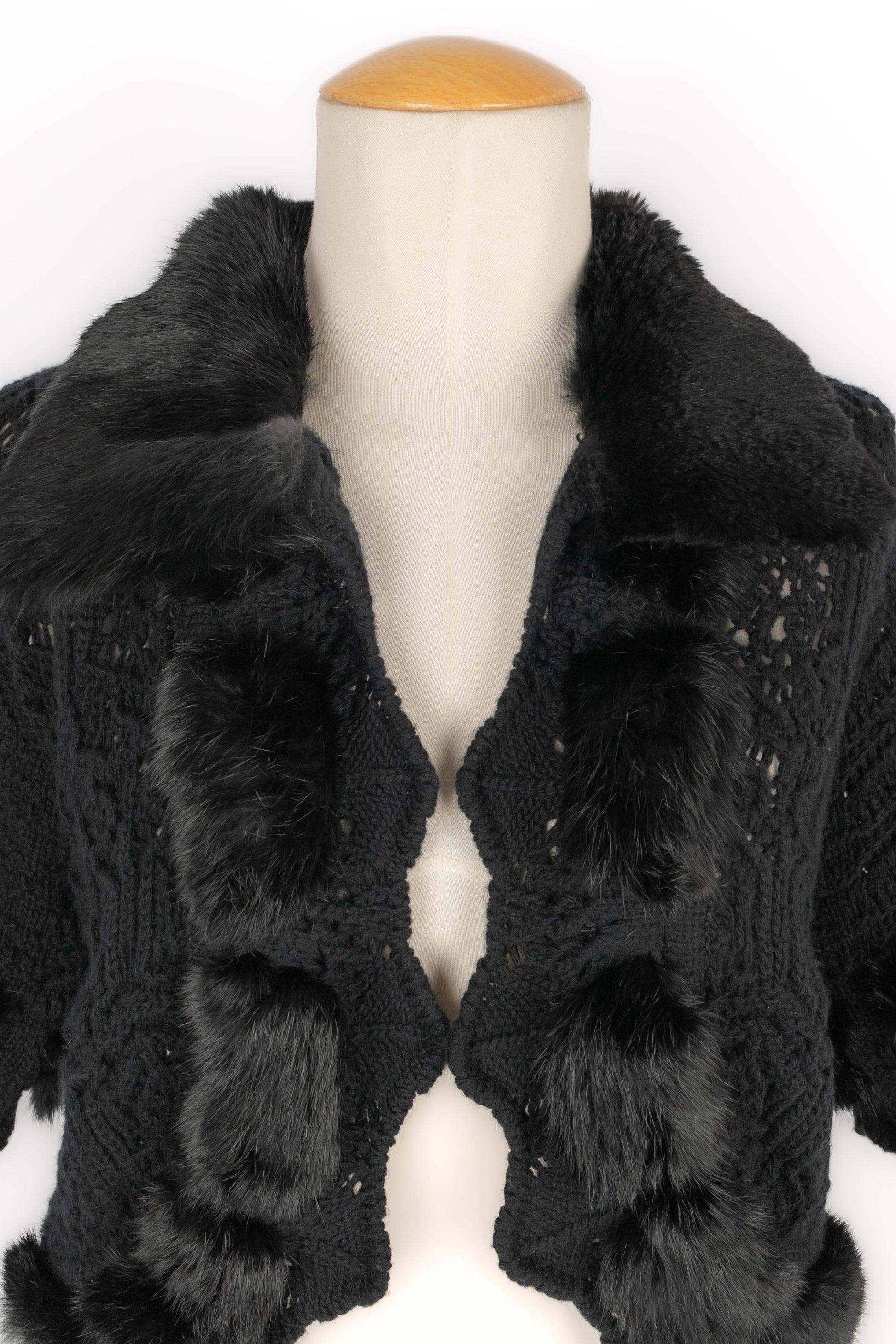 Christian Dior Short Black Crochet Cardigan For Sale 1