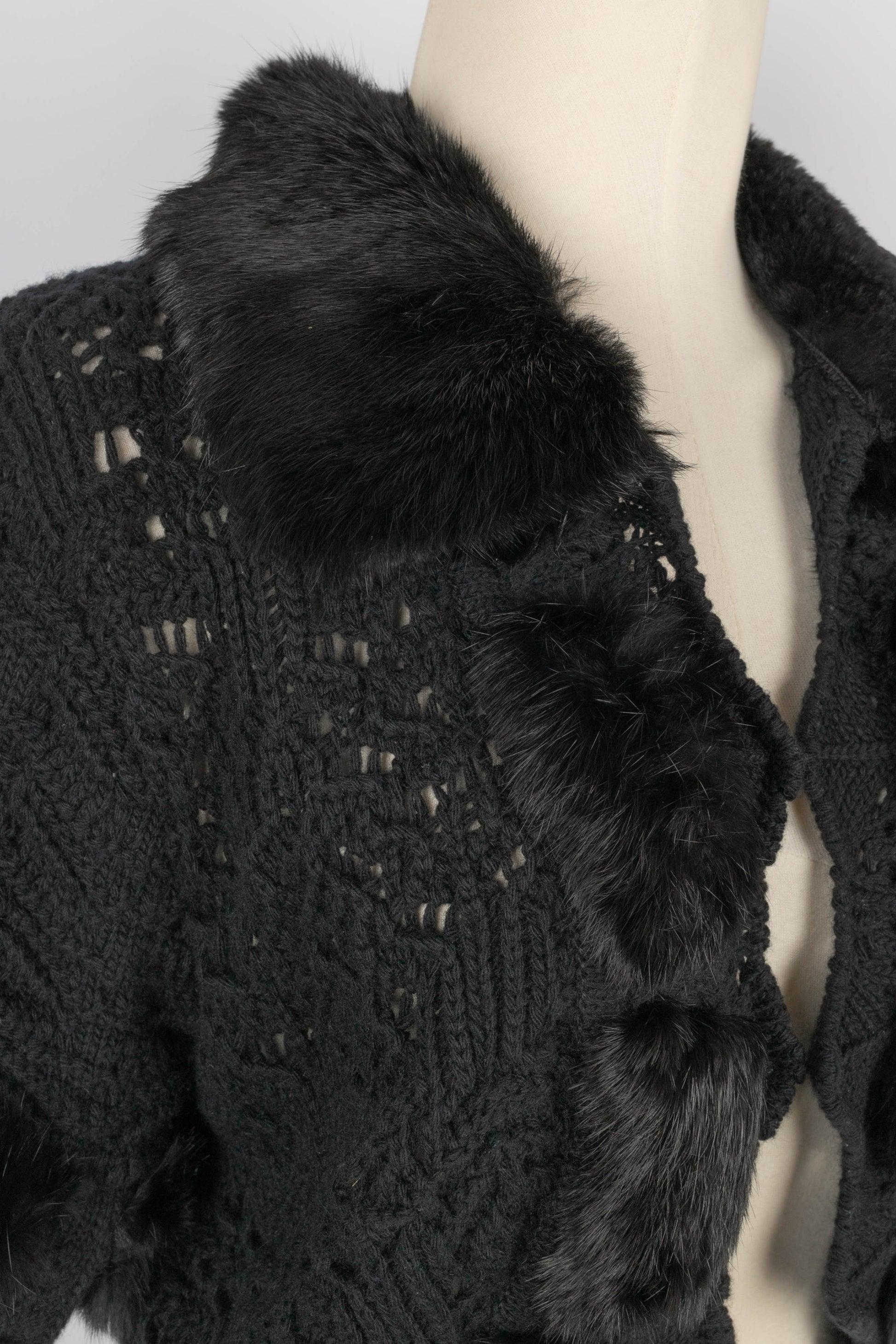 Christian Dior Short Black Crochet Cardigan For Sale 3
