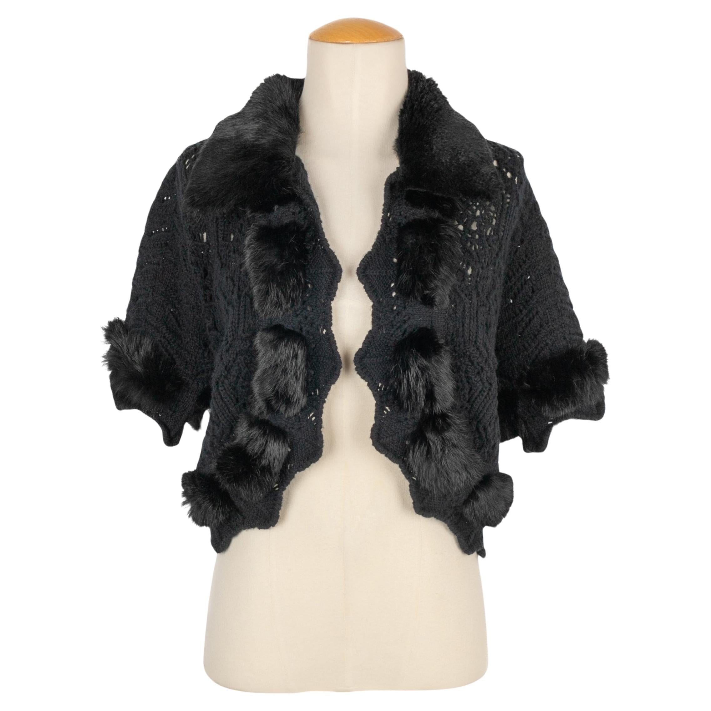 Christian Dior Short Black Crochet Cardigan For Sale