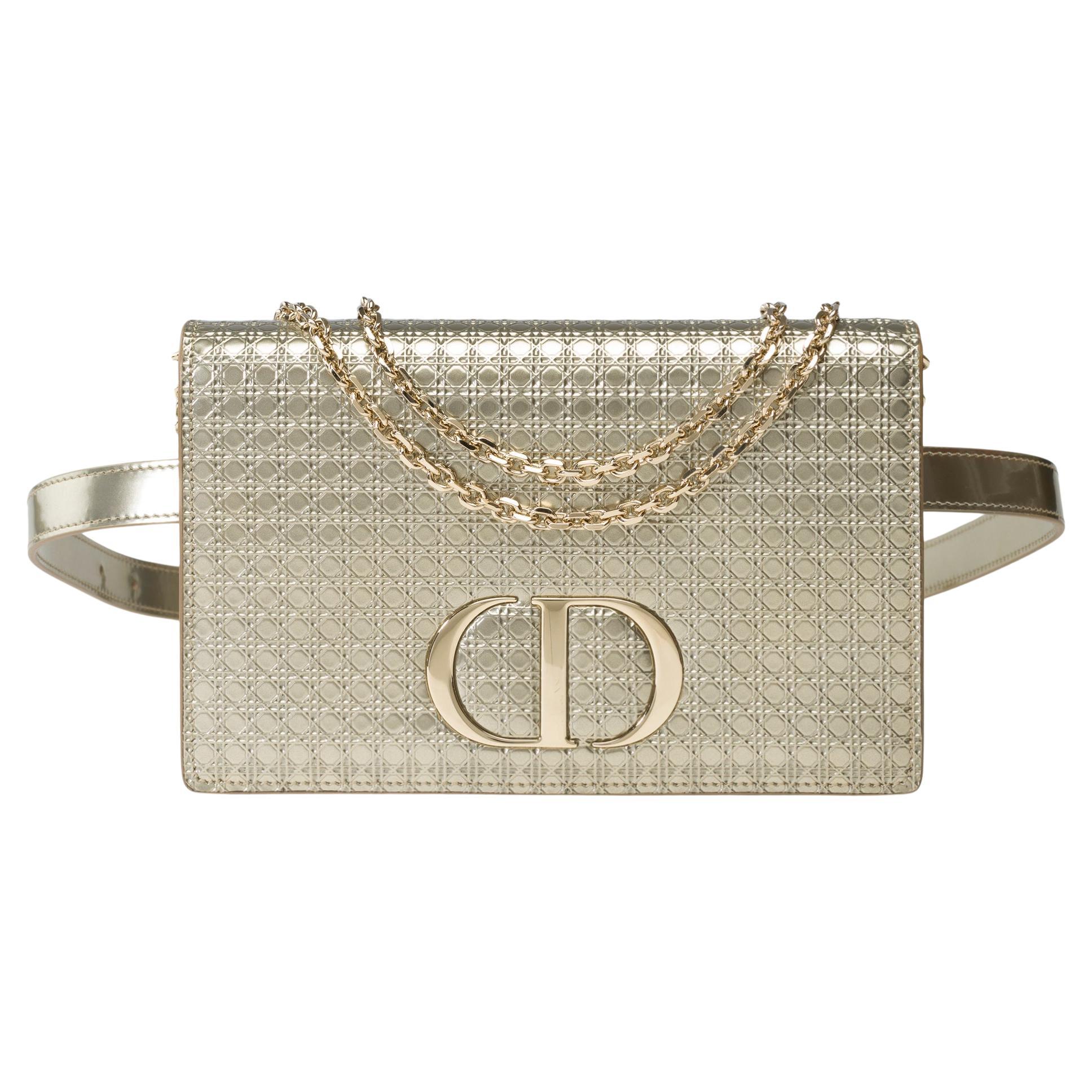Christian Dior shoulder&belt bag 2 in 1 30 Montaigne in silver leather For Sale