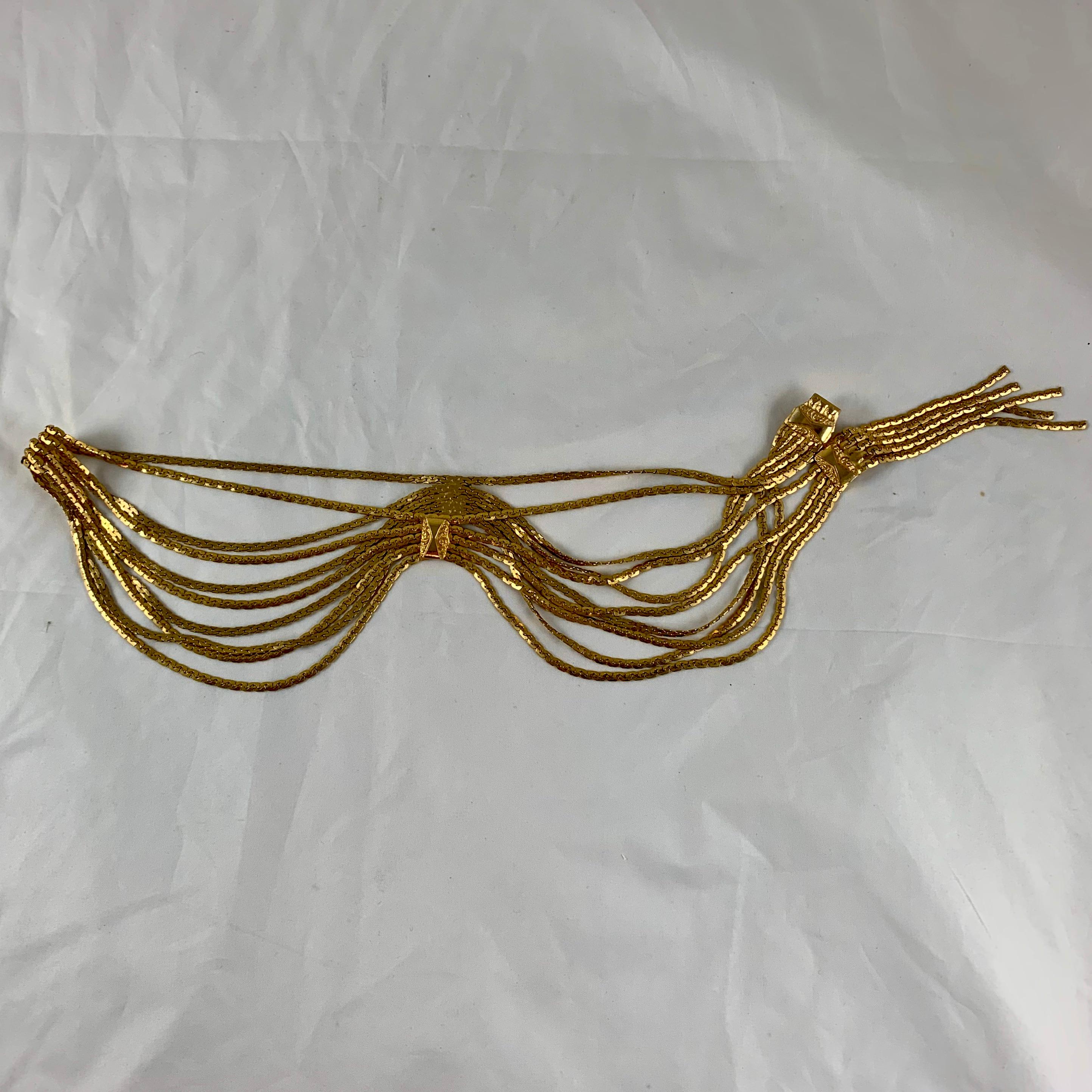 Christian Dior Signed 1960s Snake Chain Gold-Tone Metal Graceful Swag Belt For Sale 6