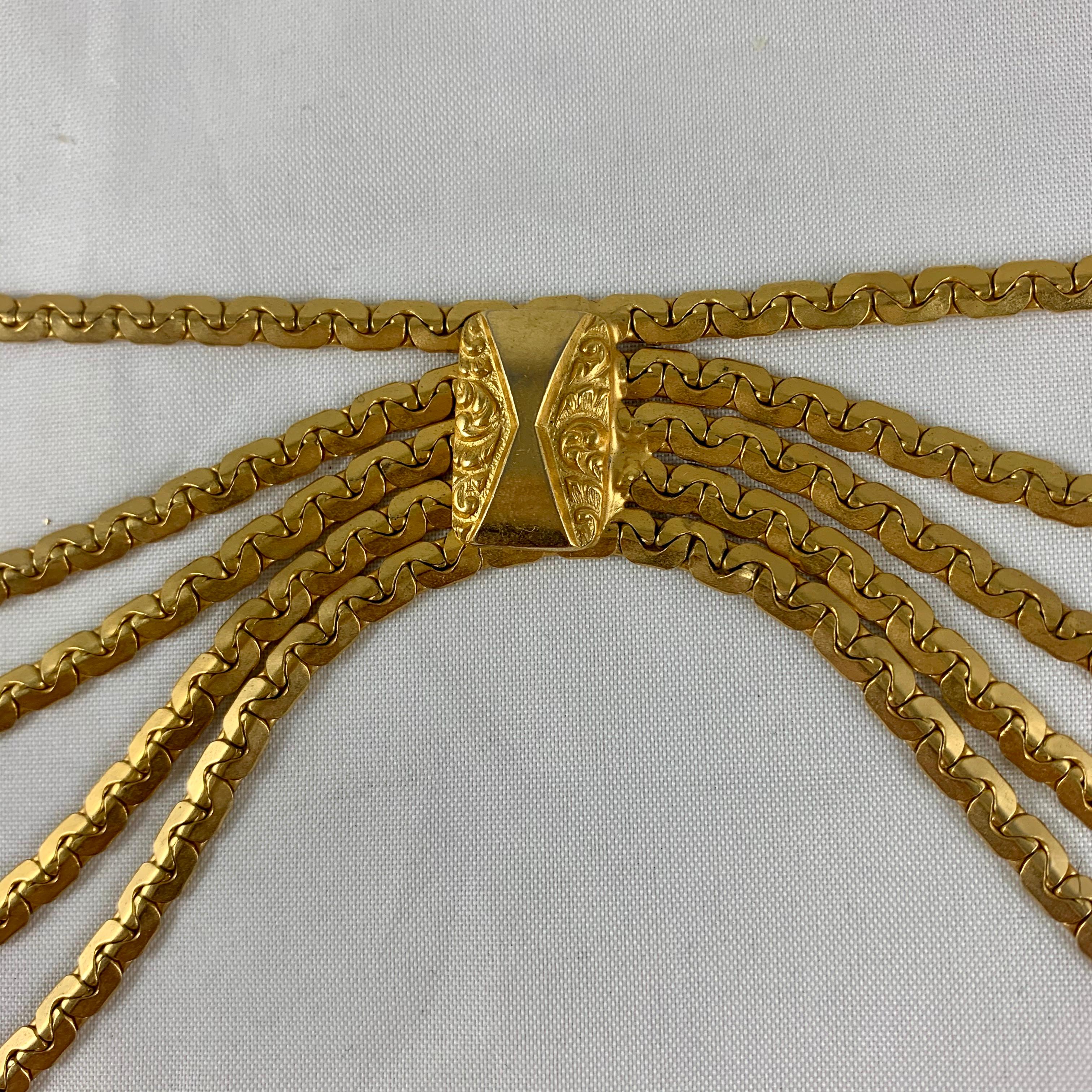 Mid-17th Century Christian Dior Signed 1960s Snake Chain Gold-Tone Metal Graceful Swag Belt For Sale