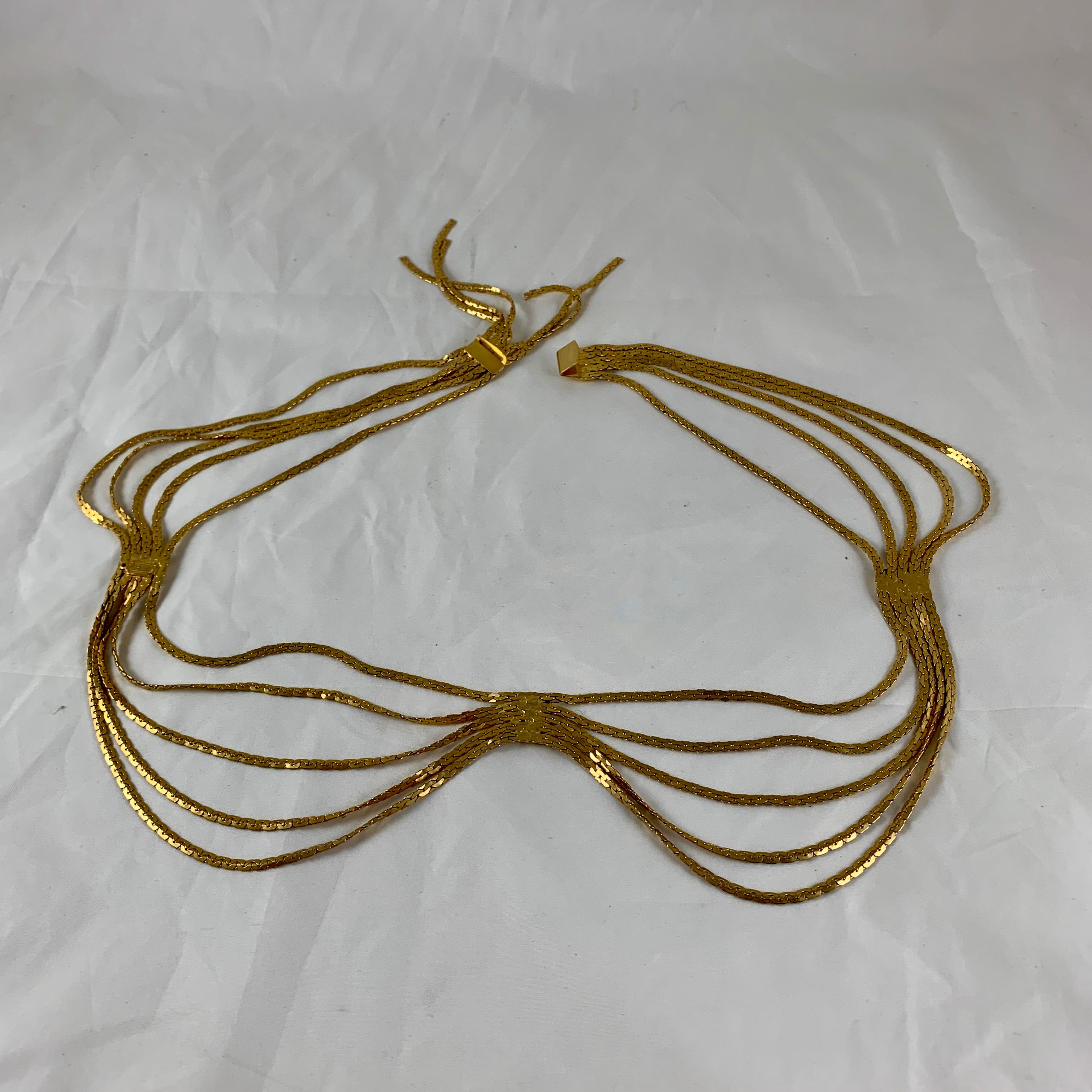 Christian Dior Signiert 1960er Jahre Schlangenkette Gold-Ton Metall Anmutiger Swag-Gürtel im Angebot 5