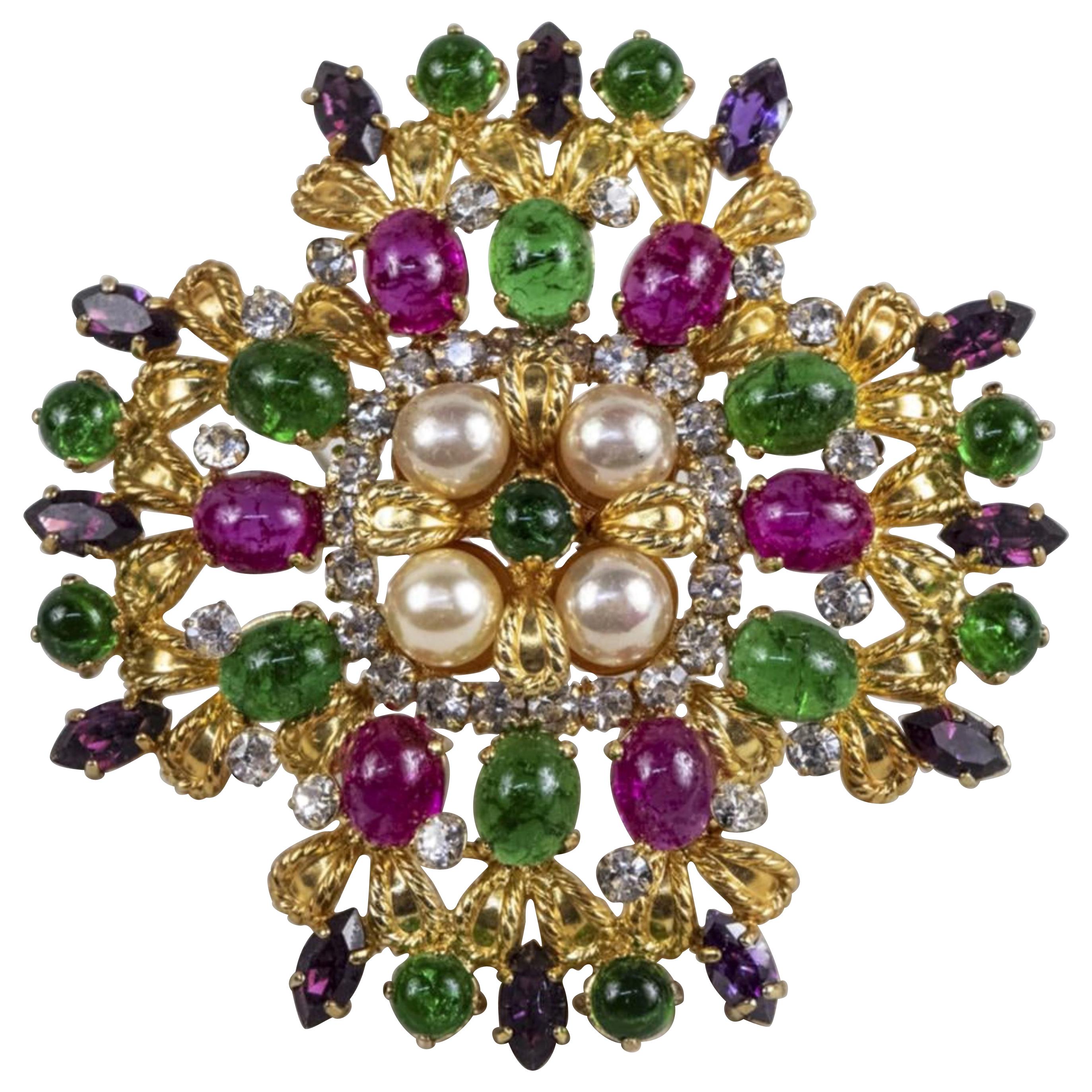 Christian Dior Signed Circular Brooch For Sale