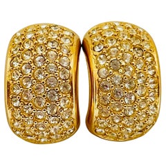 Orecchini da passerella firmati CHRISTIAN DIOR con cristalli placcati oro