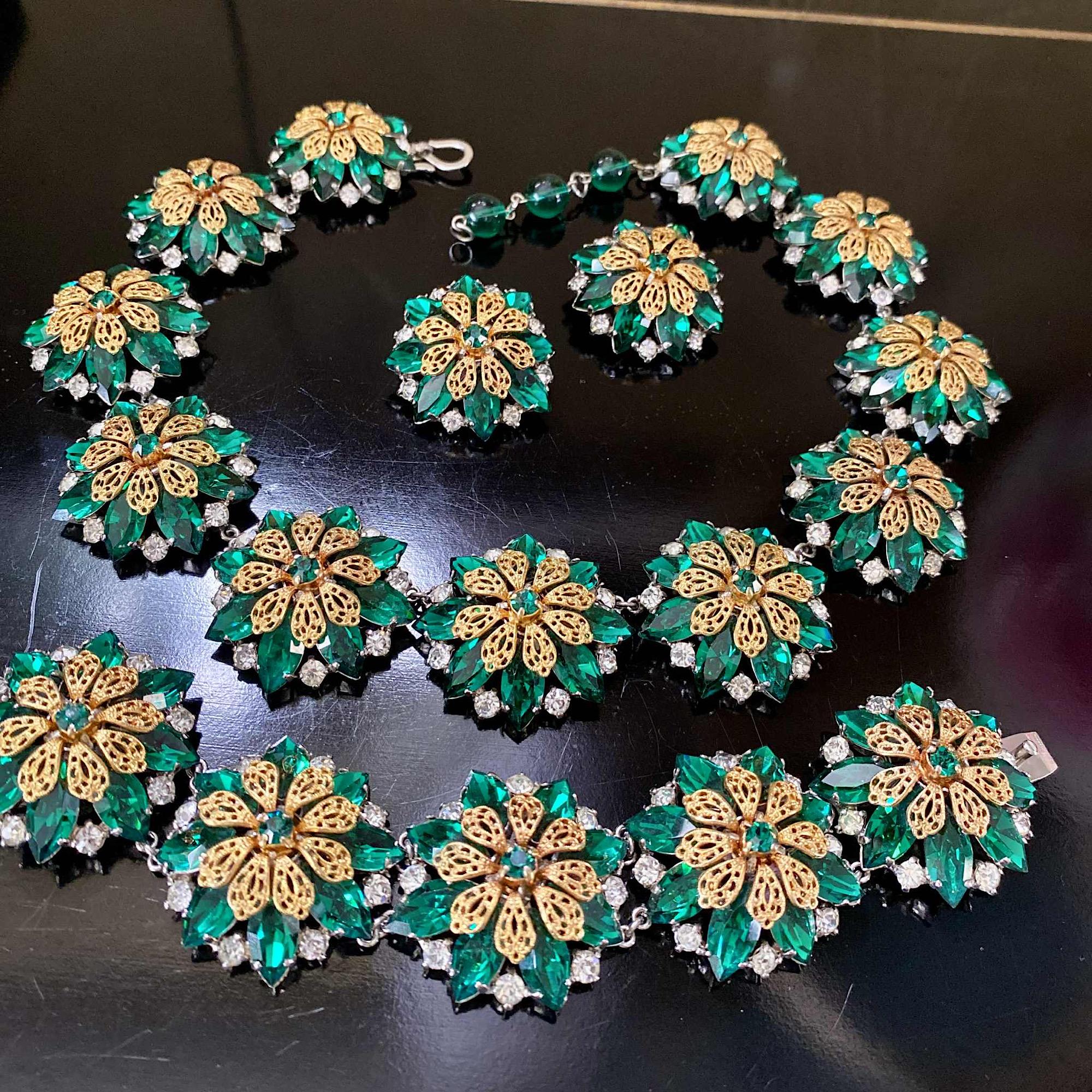 Collana, bracciale e orecchini firmati Christian Dior, anni '50 In condizioni buone in vendita a Warminster, GB