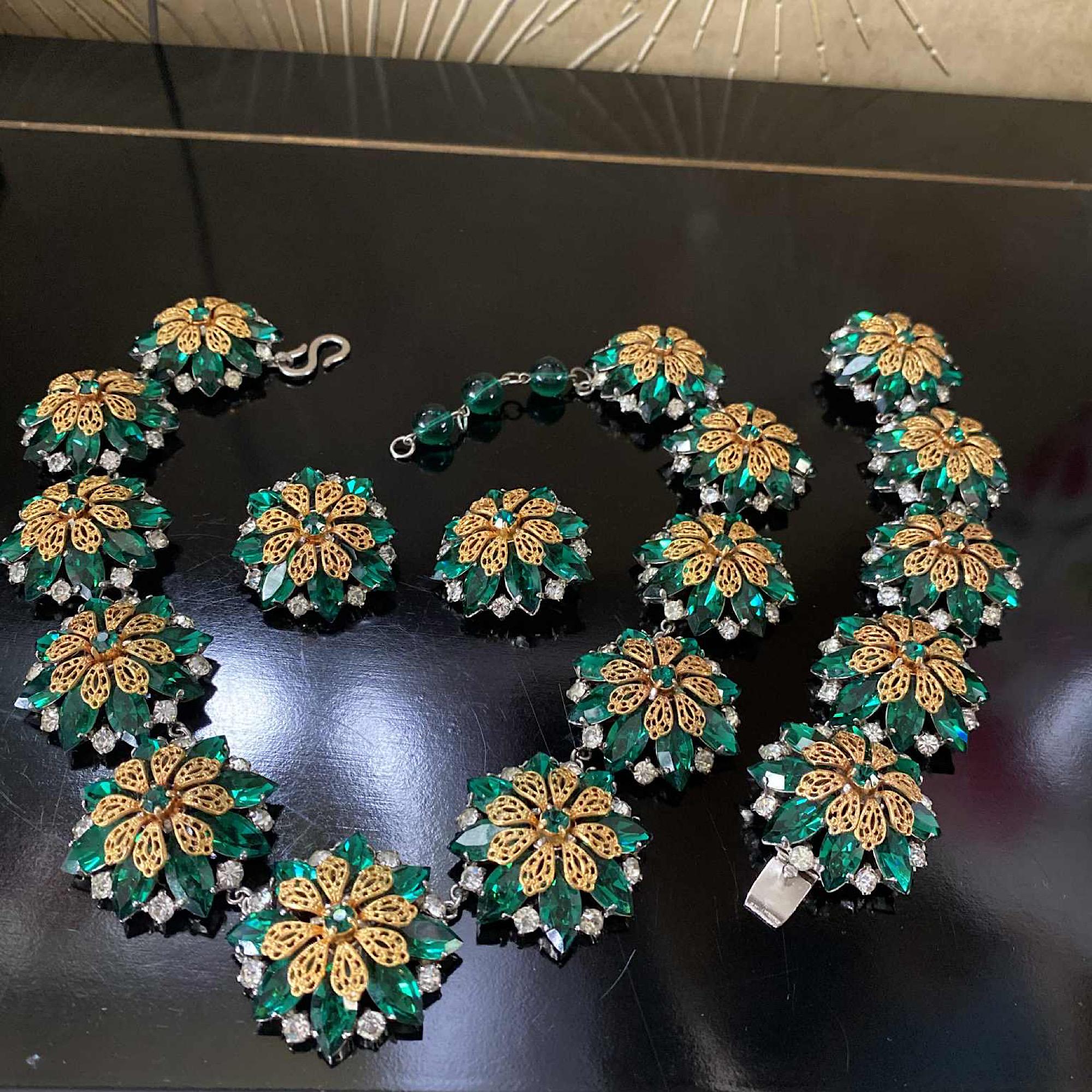 da uomo o donna Collana, bracciale e orecchini firmati Christian Dior, anni '50 in vendita