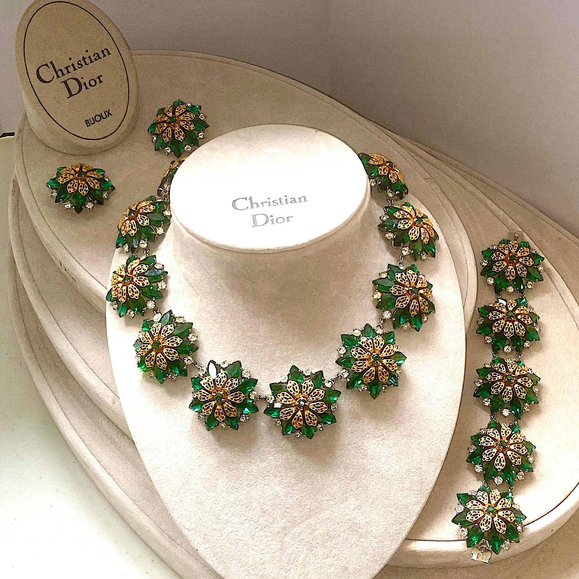 Collana, bracciale e orecchini firmati Christian Dior, anni '50 in vendita 3