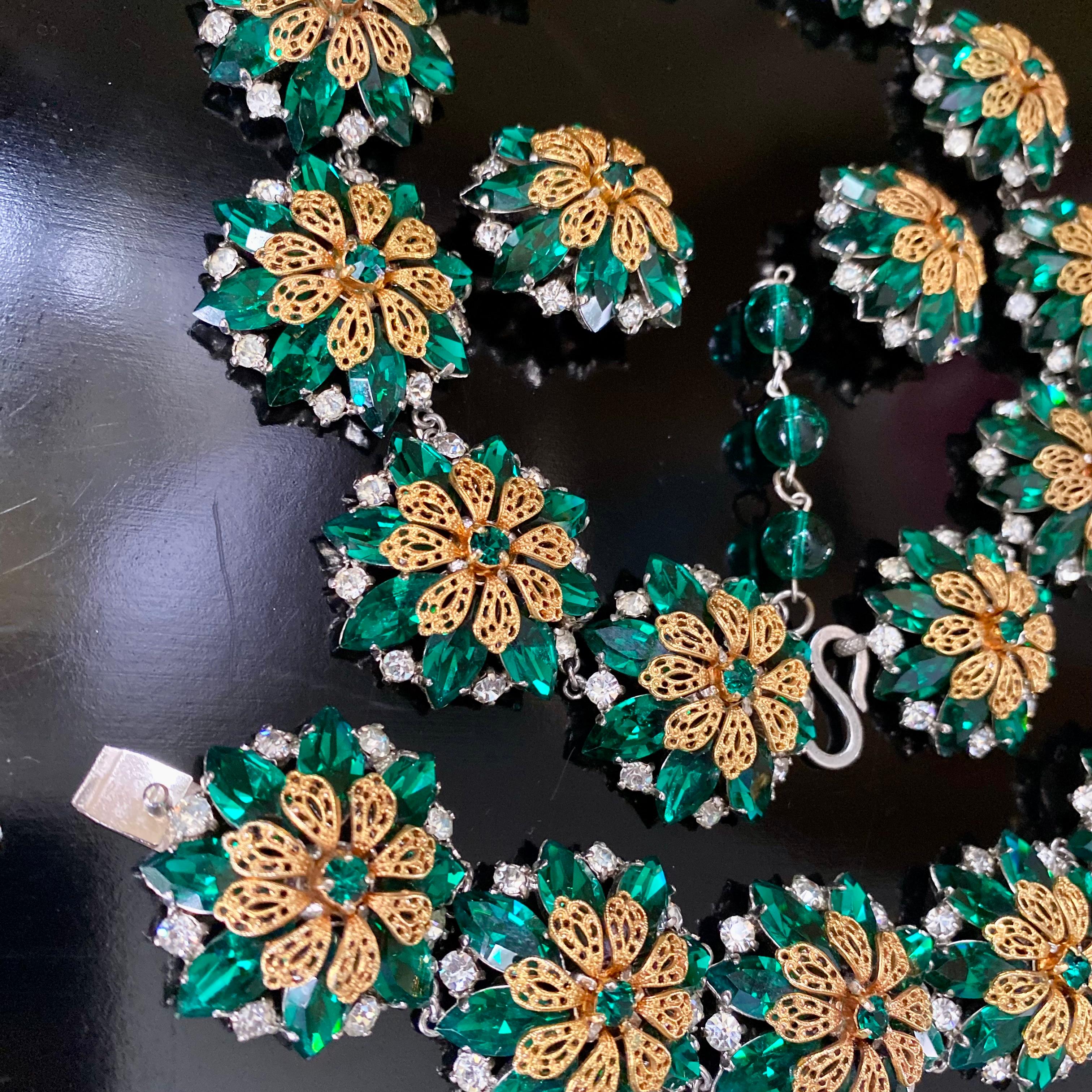 Collana, bracciale e orecchini firmati Christian Dior, anni '50 in vendita 5