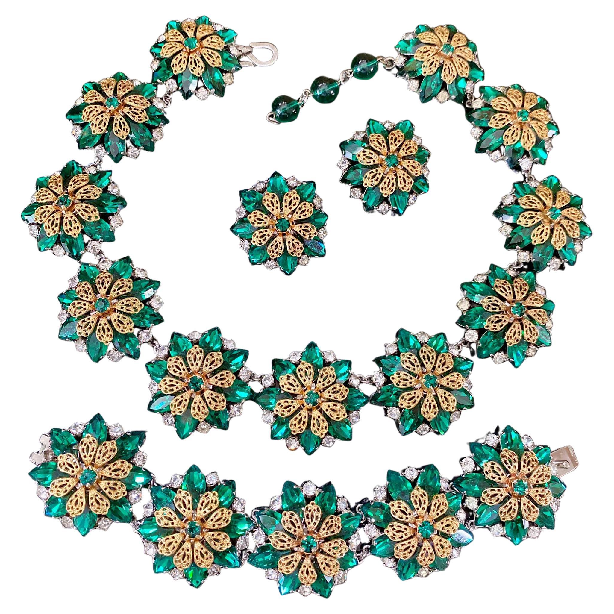 Collana, bracciale e orecchini firmati Christian Dior, anni '50 in vendita