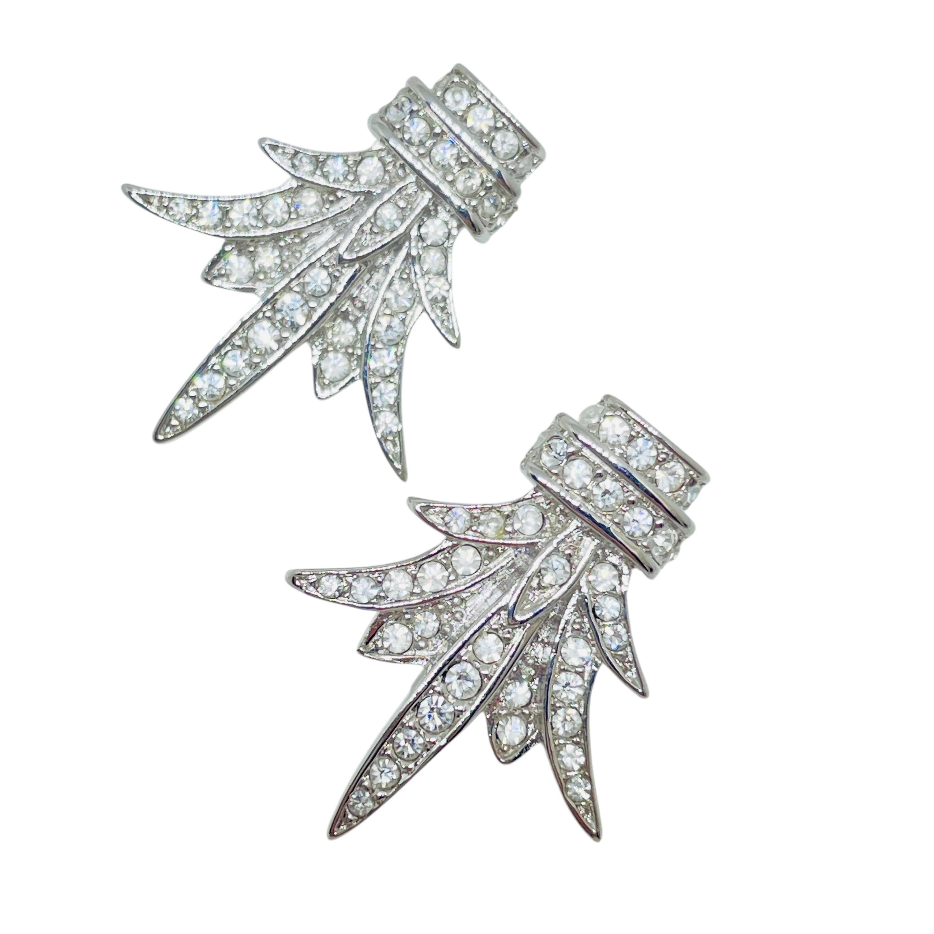 CHRISTIAN DIOR orecchini firmati in argento con cristalli d'epoca in vendita 1