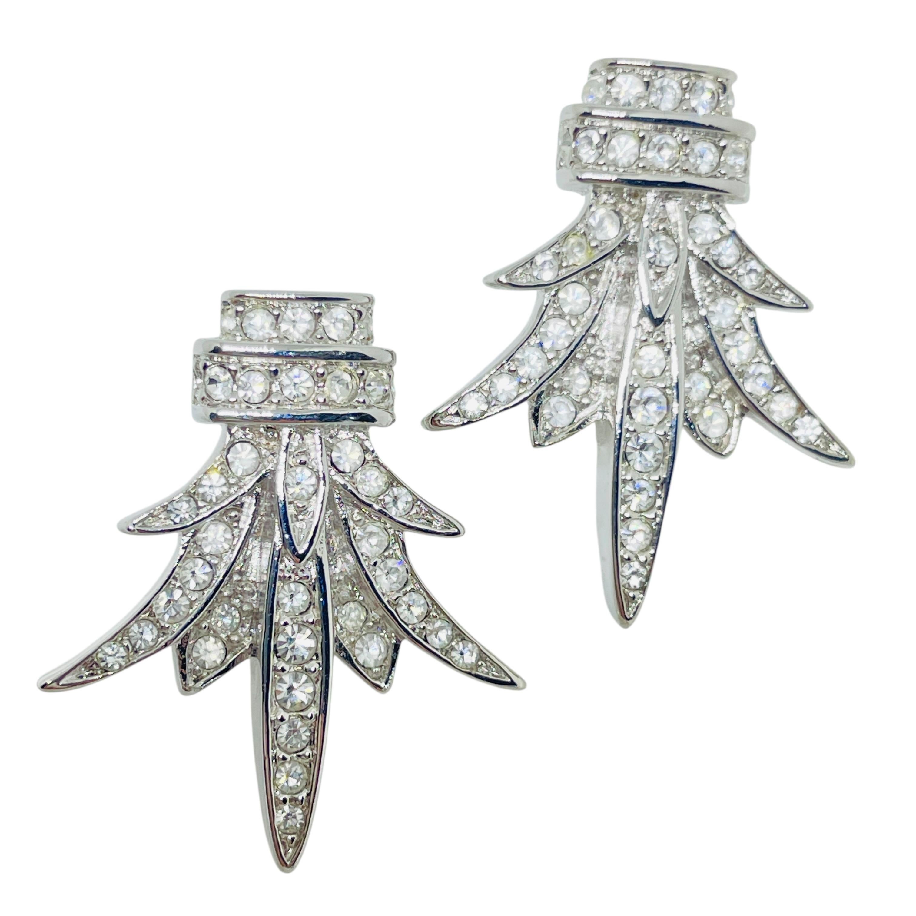 CHRISTIAN DIOR orecchini firmati in argento con cristalli d'epoca in vendita 2