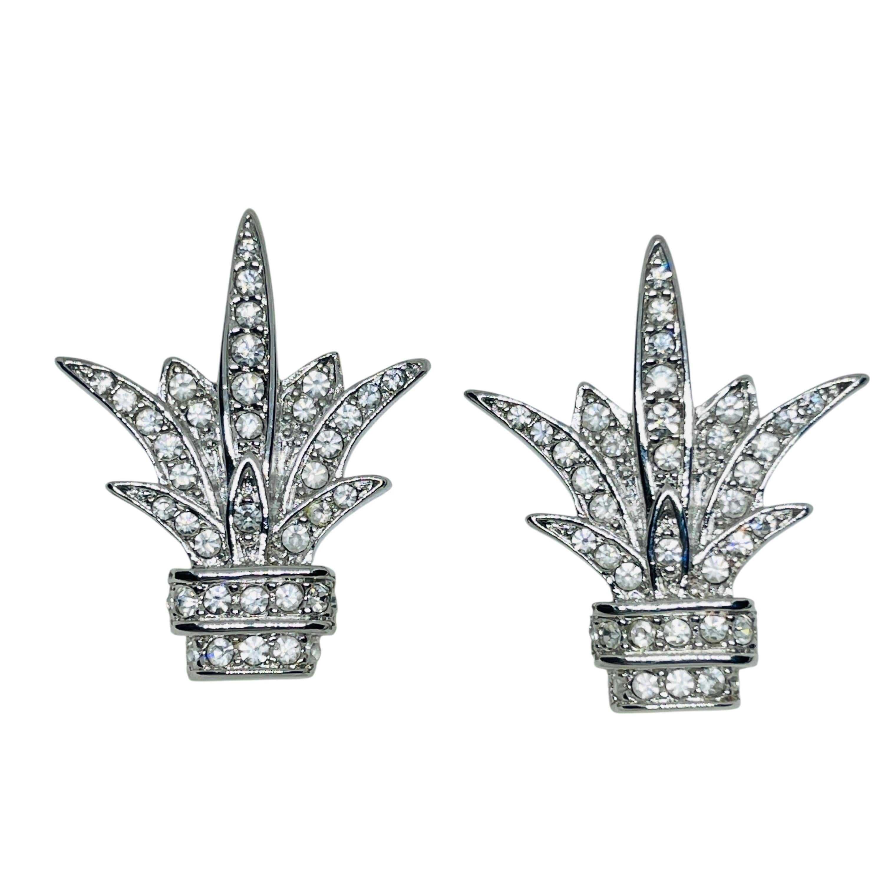 CHRISTIAN DIOR orecchini firmati in argento con cristalli d'epoca in vendita 3