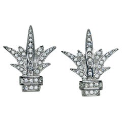 CHRISTIAN DIOR signed silver tone vintage crystals designer post earrings