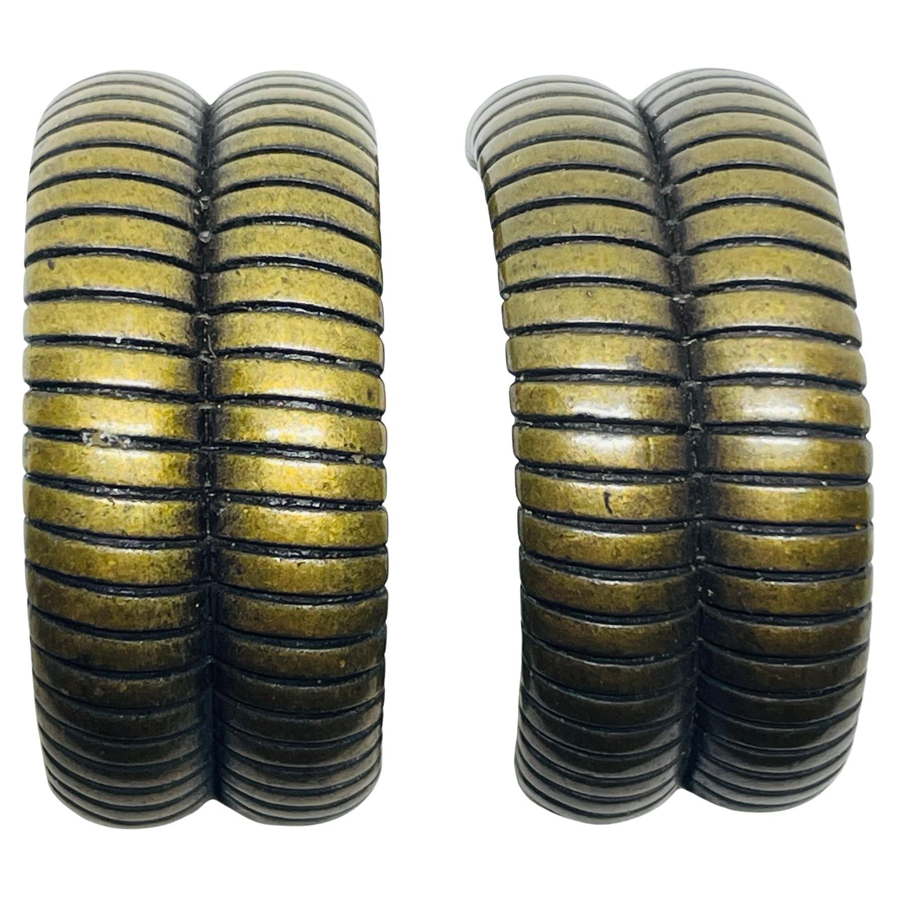 CHRISTIAN DIOR signed vintage bronze gold tone designer clip on earrings For Sale